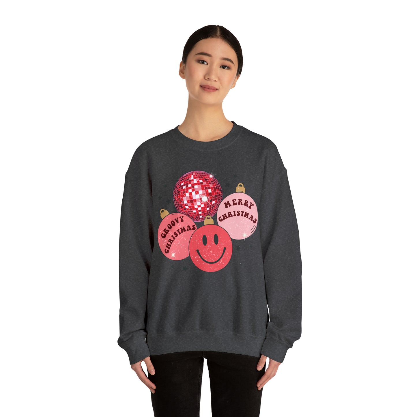 Groovy Christmas Ornaments Unisex Heavy Blend™ Crewneck Sweatshirt