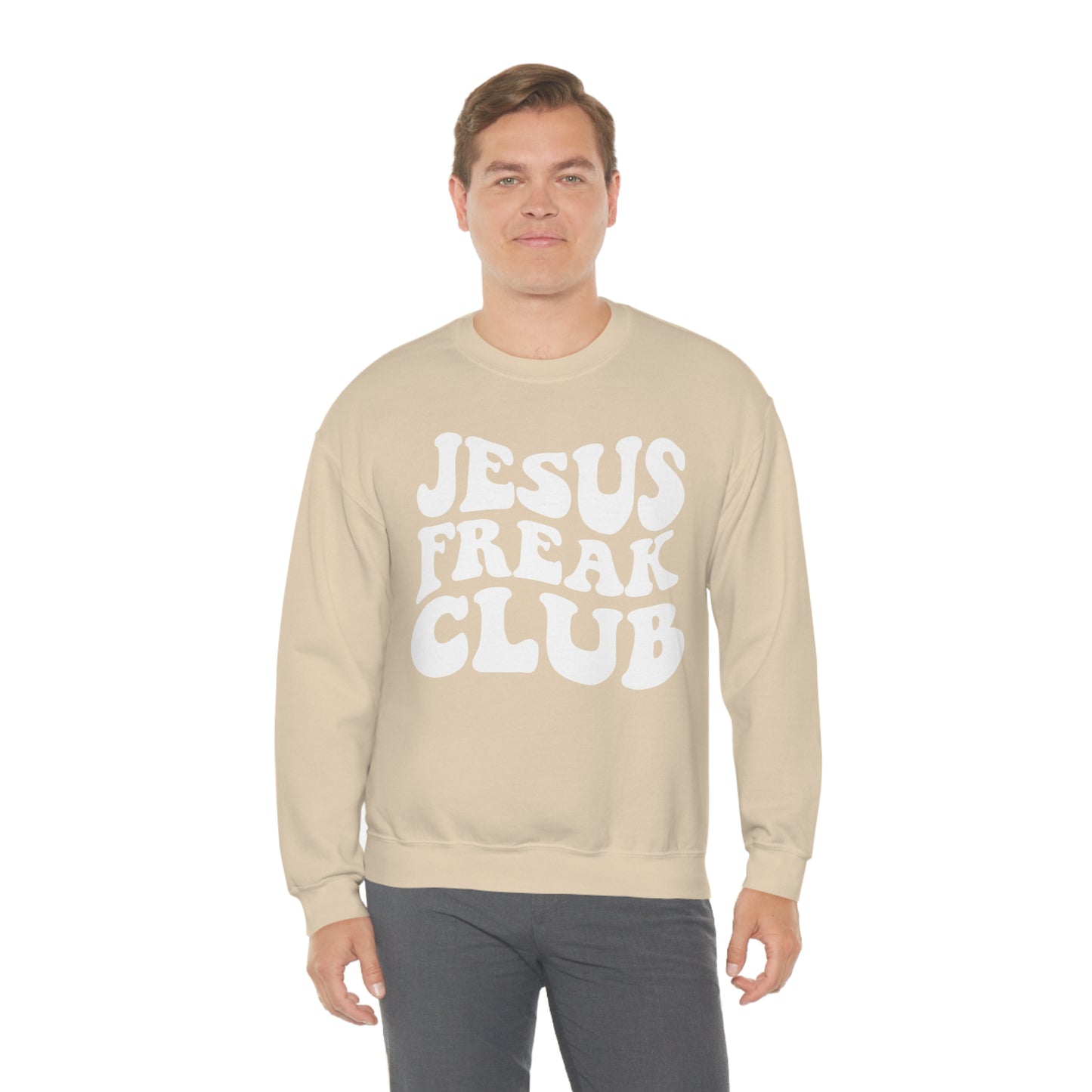 Vintage Jesus Freak Club White Logo Unisex Heavy Blend™ Crewneck Sweatshirt