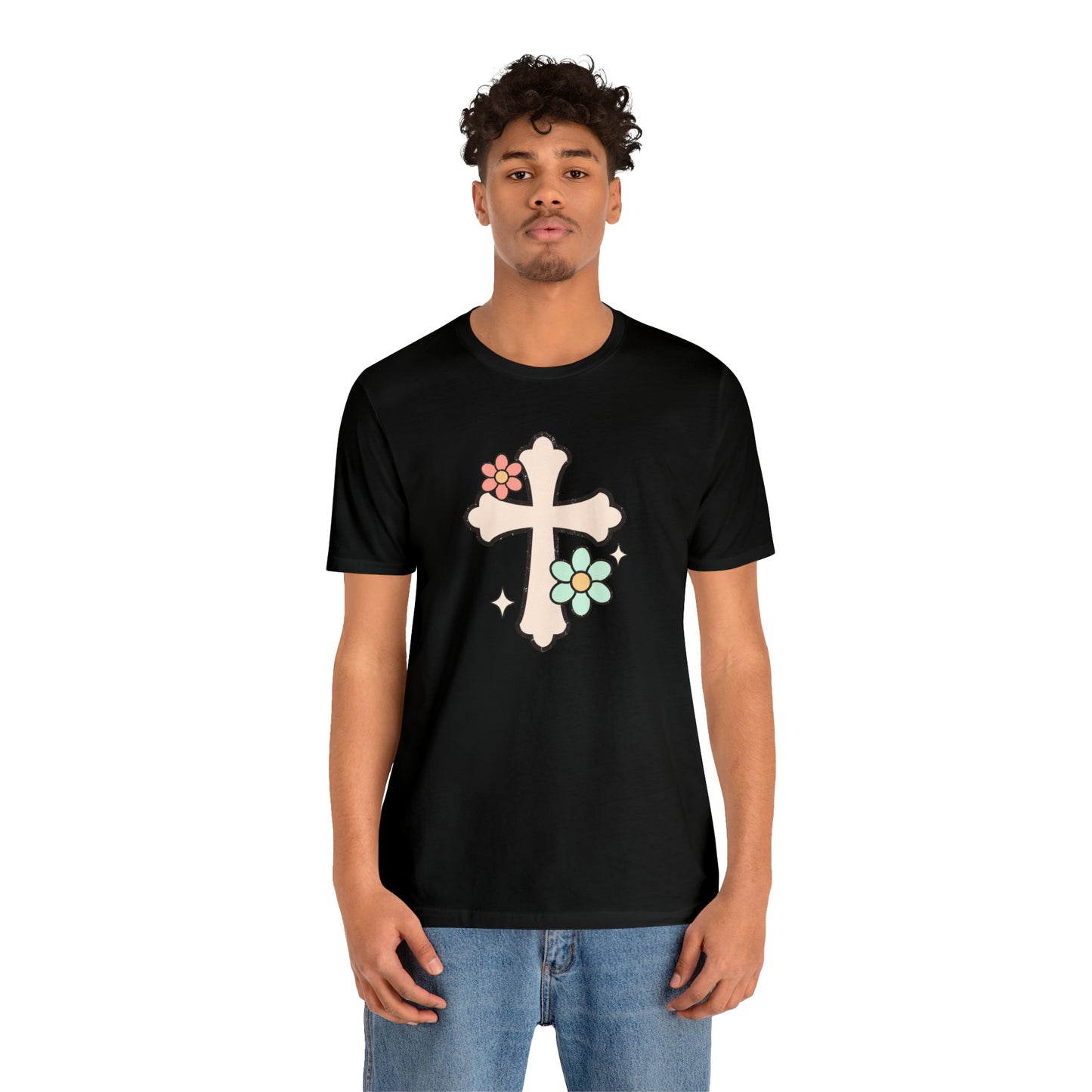 Vintage Floral Boho Cross T-Shirt