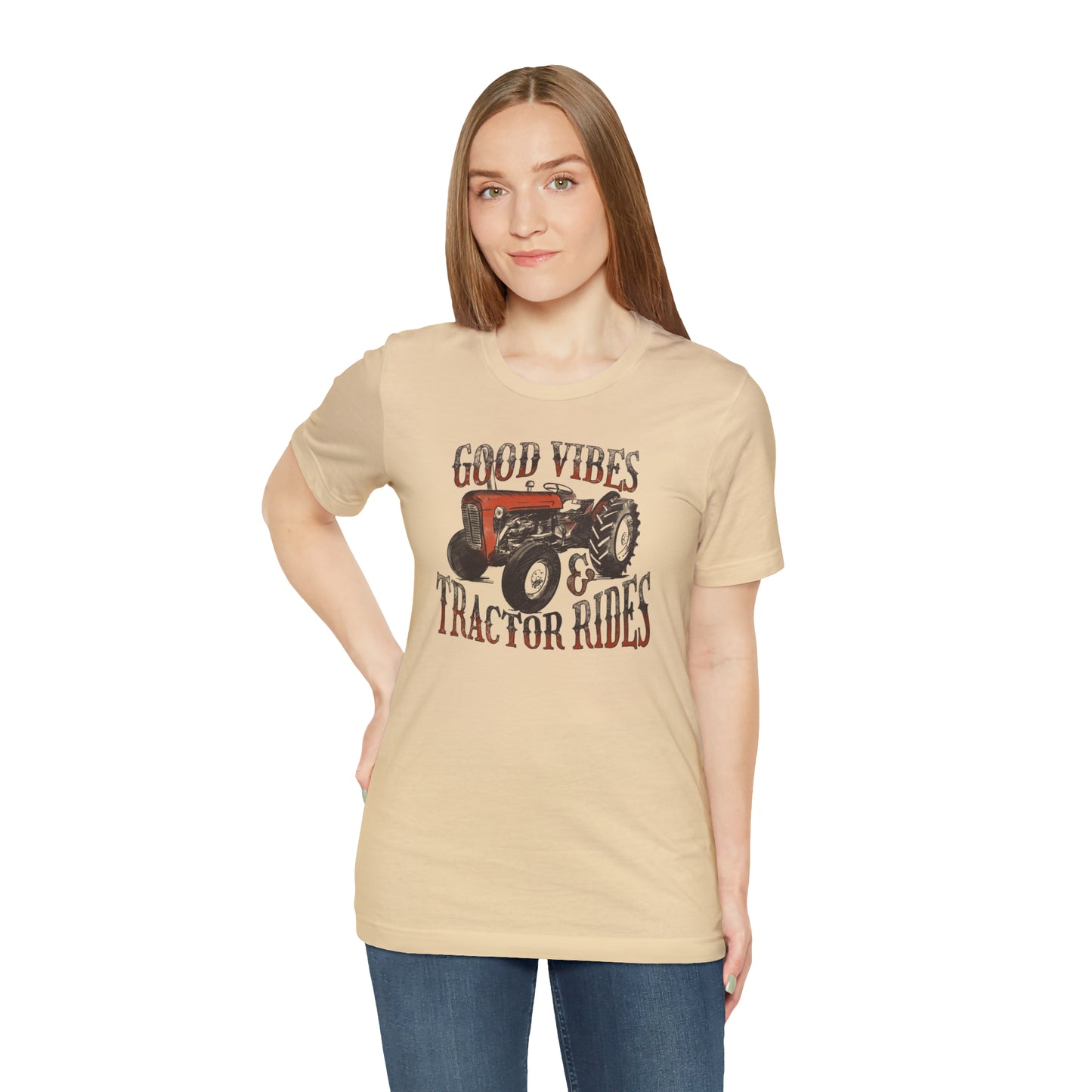 Vintage Good Vibes and Tractors Unisex Jersey Short Sleeve Tee