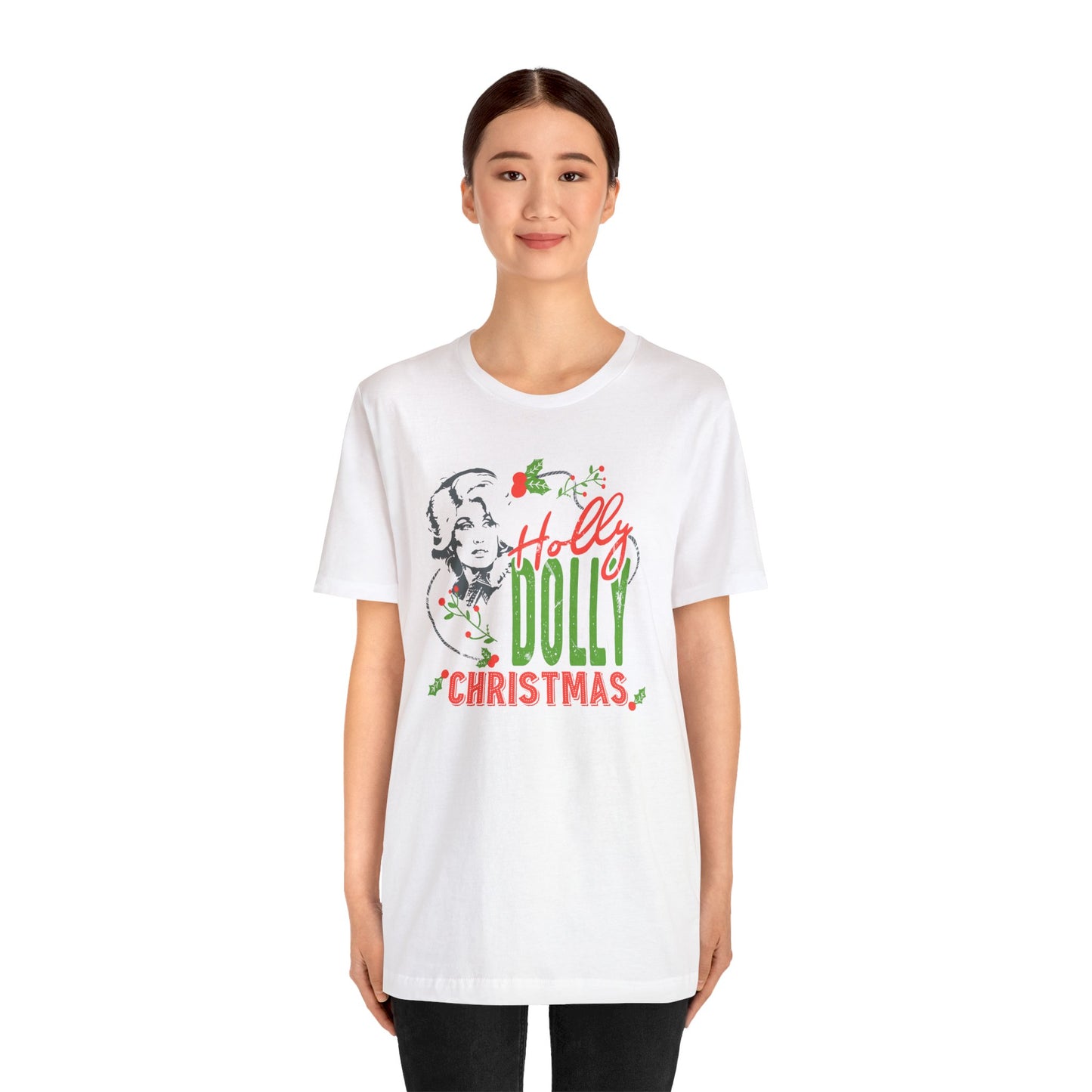 Holly Dolly Christmas Bella Jersey Short Sleeve Tee (Unisex)