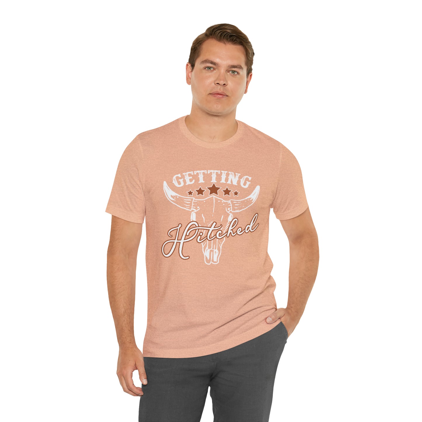 Vintage Getting Hitched Bride/ Groom T-Shirt - White Design