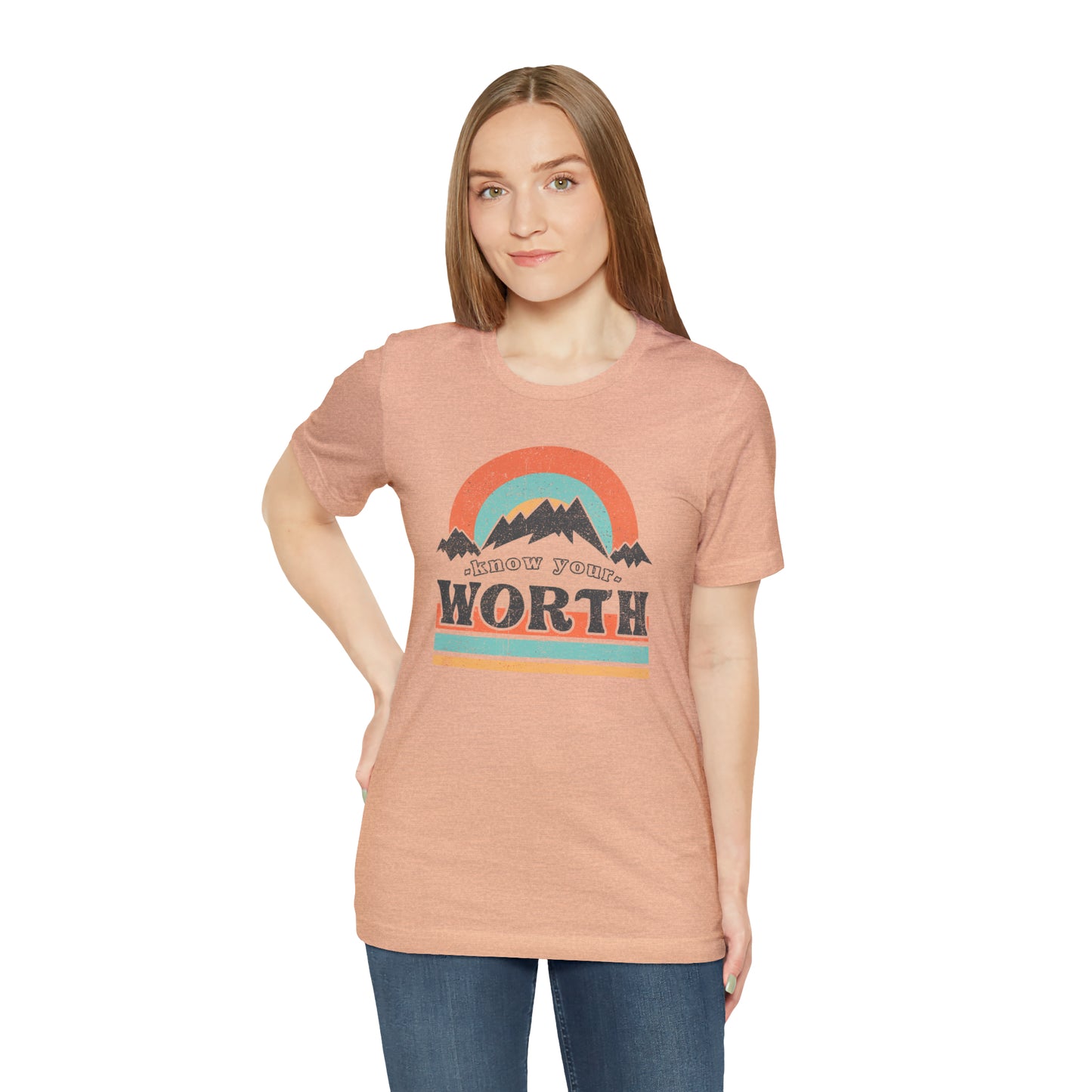 "Know Your Worth" Unisex Jersey Short Sleeve Tee