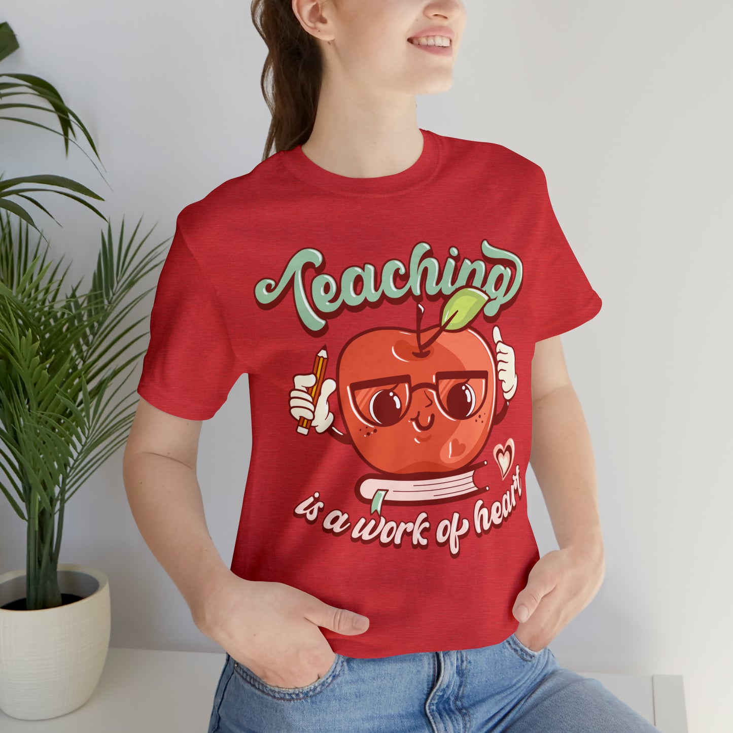 Vintage Teaching is a Work of Heart Unisex Jersey Short Sleeve Tee