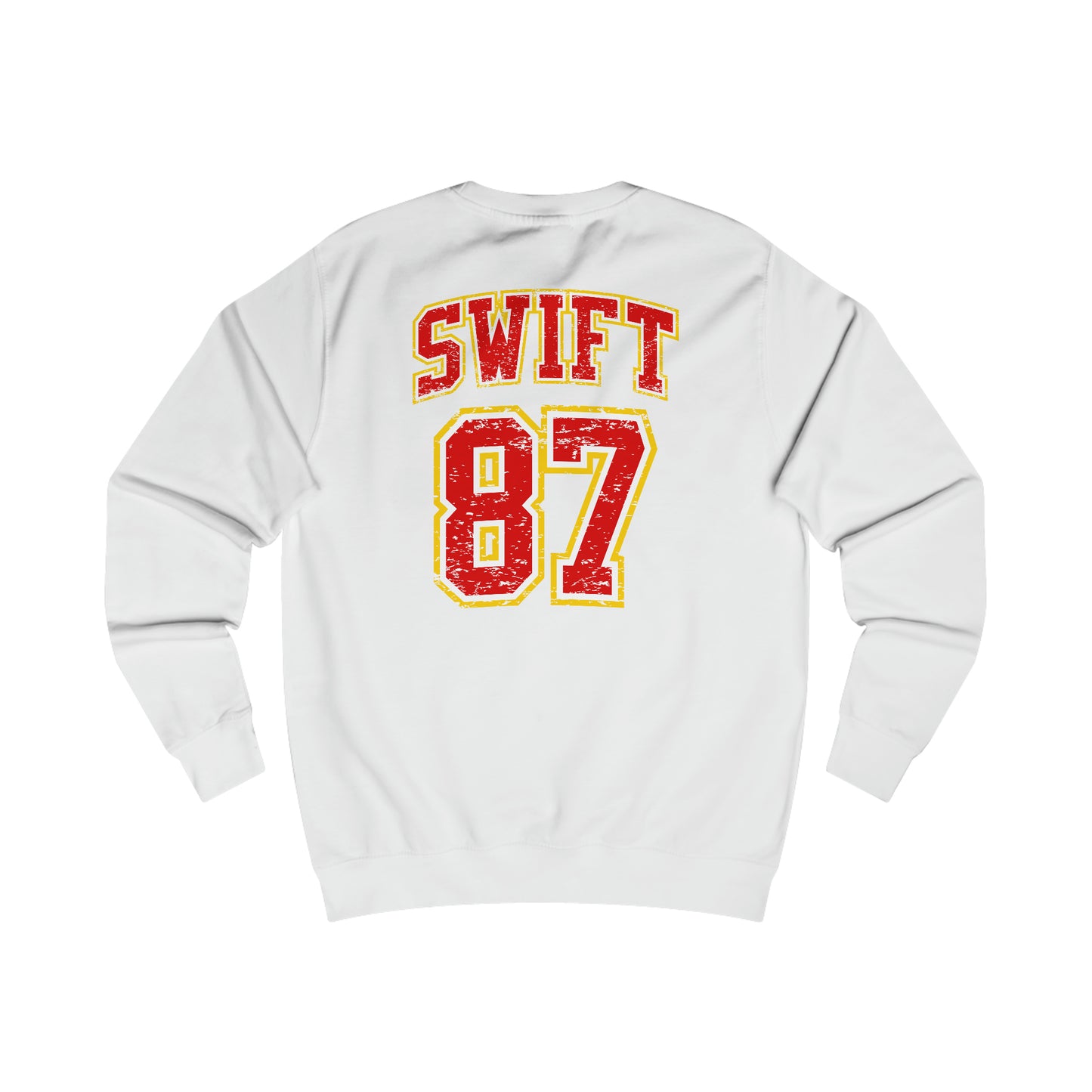 Go Taylor's Boyfriend Swift Kelce Football Shirt  with Swift 87 on back Unisex Heavy Blend™ Crewneck Sweatshirt - FRONT and BACK Design