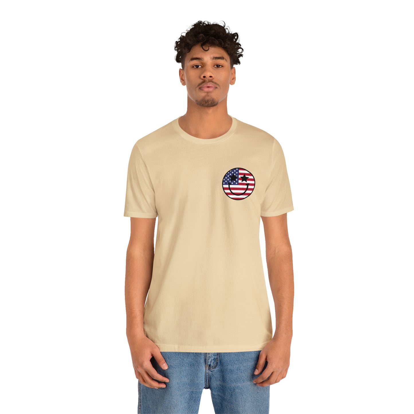 "Jesus Christ Stars and Stripes" (Front and Back Design) Unisex Jersey Short Sleeve Tee