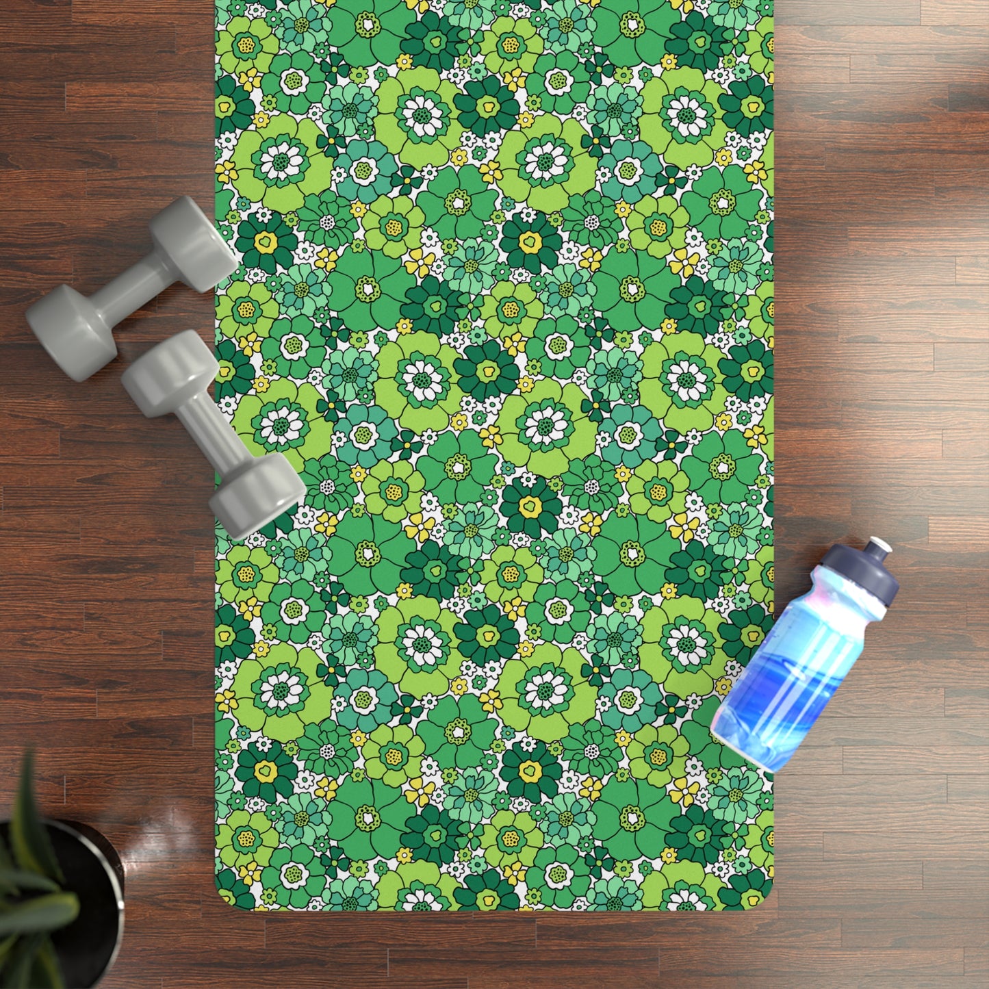 Retro Green Floral St. Patrick's Pattern Rubber Yoga Mat