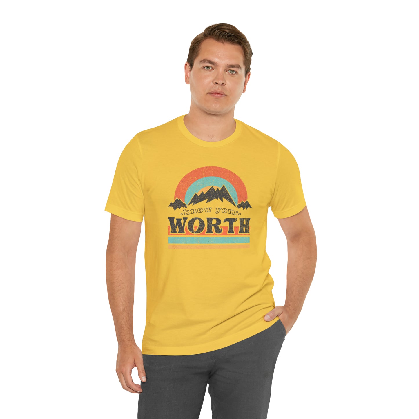 "Know Your Worth" Unisex Jersey Short Sleeve Tee