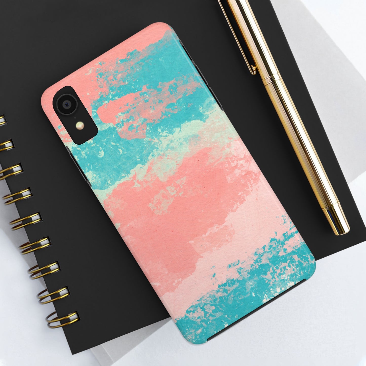 Pink and Turquoise Water Color Tough Phone Cases