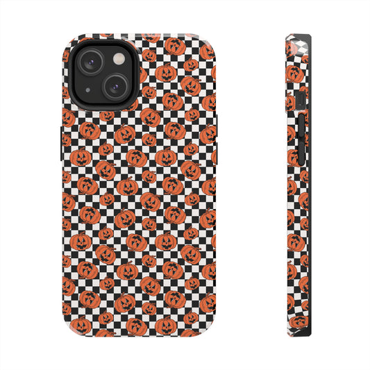 Pumpkin / Jack-O-Lantern Checkerboard Halloween/ Fall  Patterned Tough Phone Cases