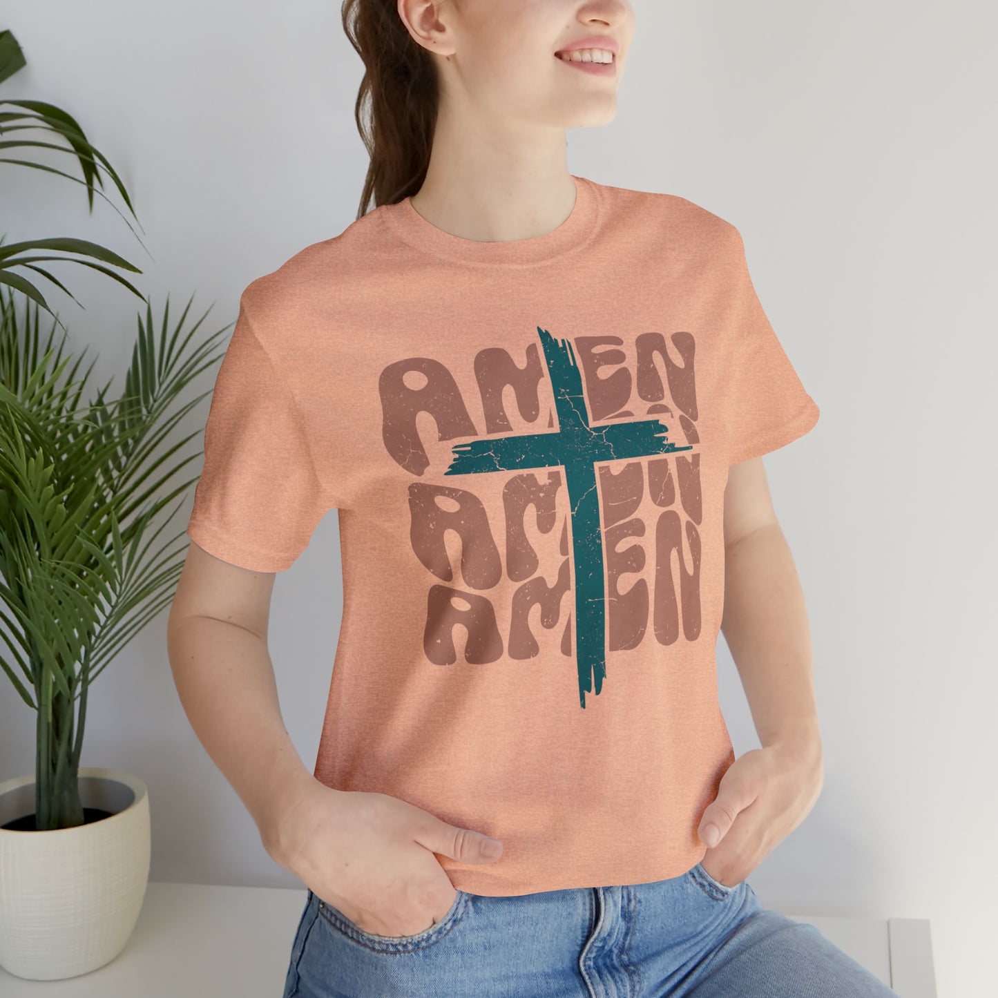 Amen Amen Amen with Cross Boho Color T-Shirt