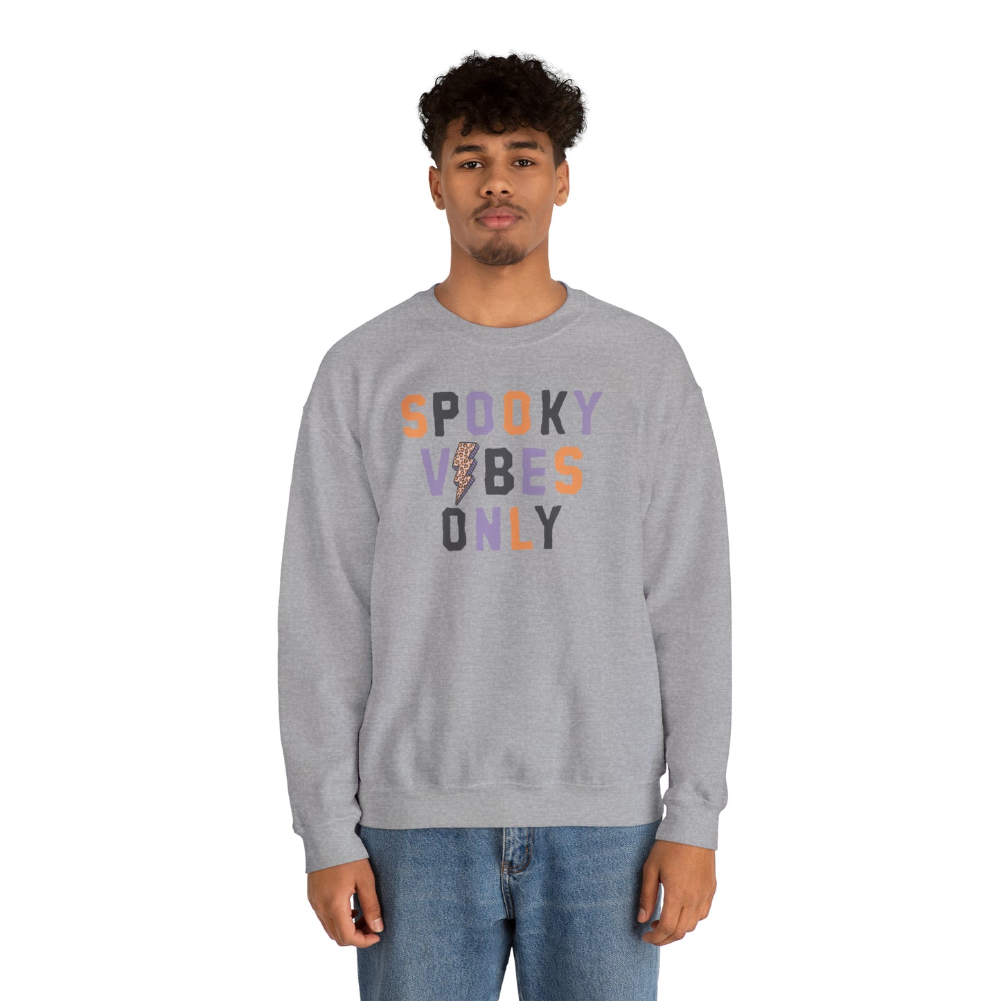 Spooky Vibes Fall Halloween Retro Warm Colored  Unisex Heavy Blend™ Crewneck Sweatshirt