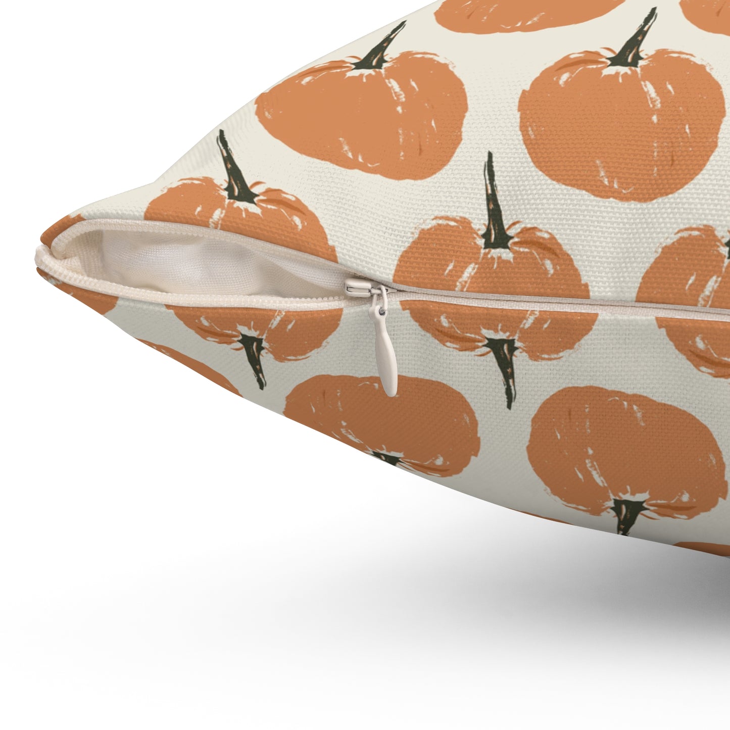 Simple Pumpkin Cream Fall/ Halloween Spun Polyester Square Pillow