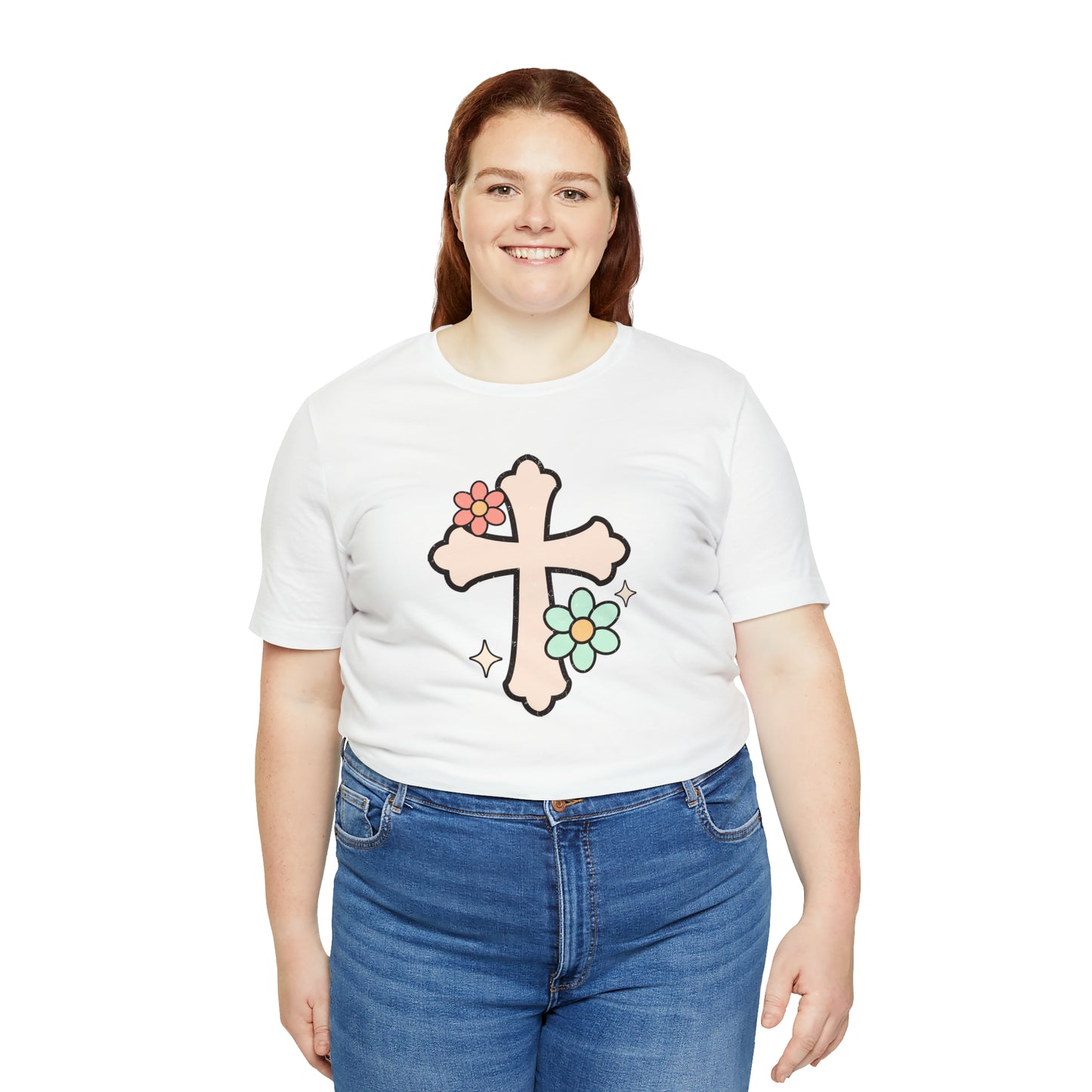 Vintage Floral Boho Cross T-Shirt