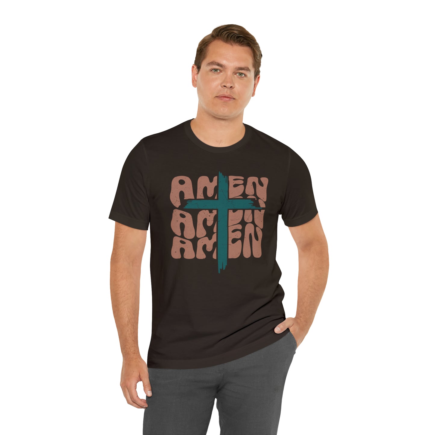 Amen Amen Amen with Cross Boho Color T-Shirt