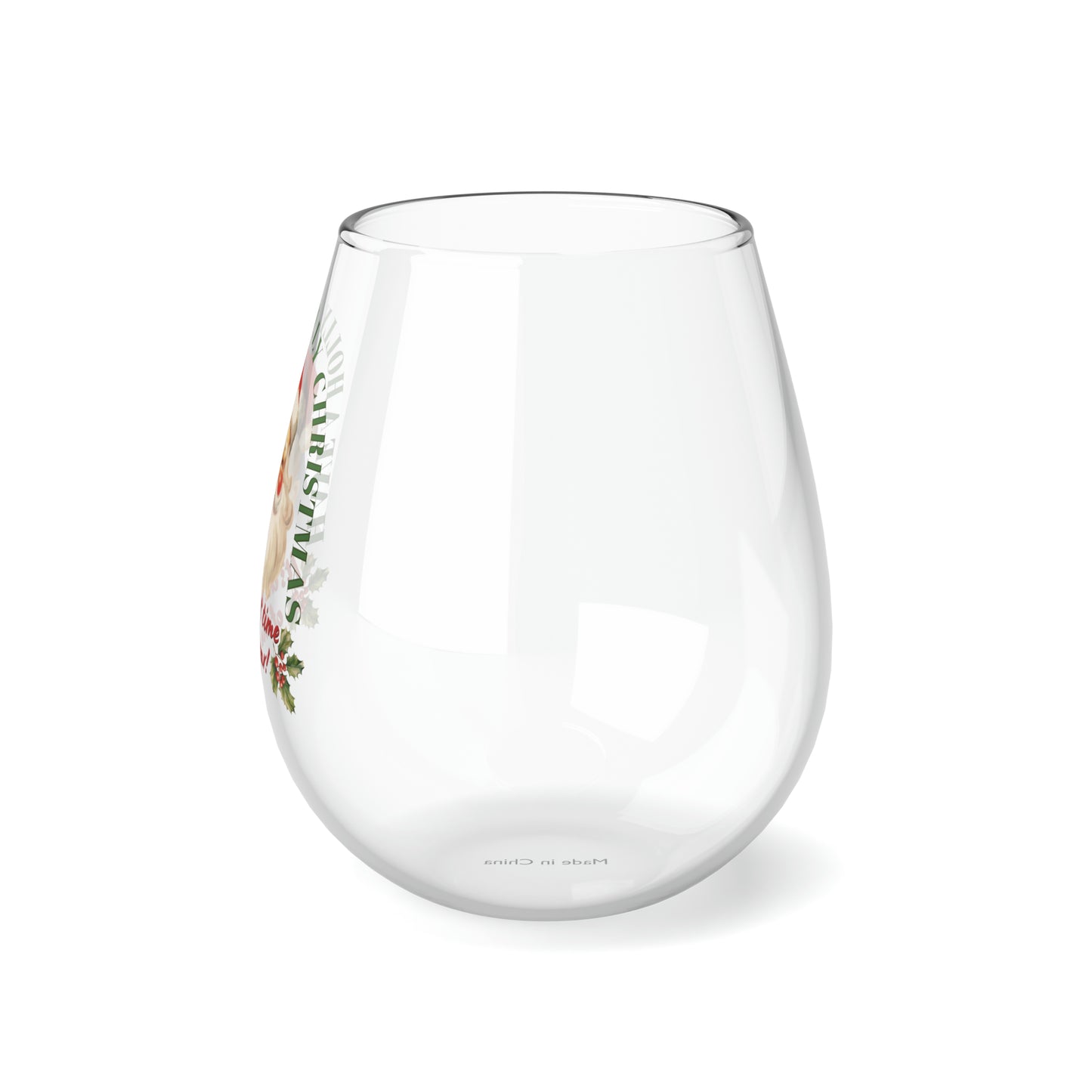 Have a Holly Jolly Christmas Arched Classic Santa Stemless Wine/ Glass, 11.75oz