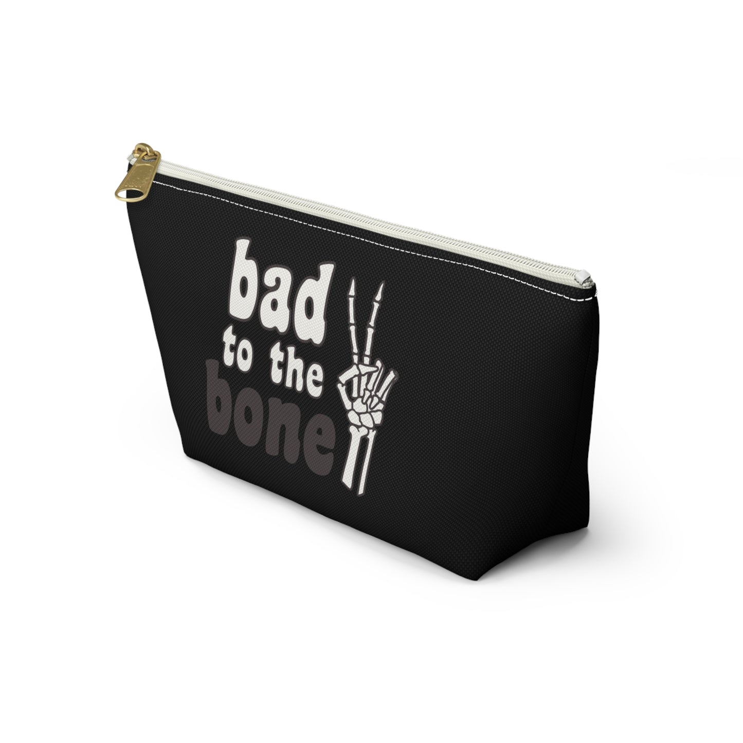 Bad to the Bone Skeleton Hand Peace Sign Accessory Pouch w T-bottom