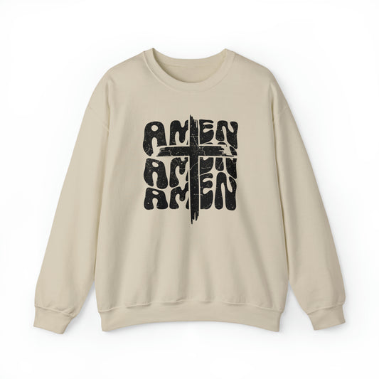 Amen Amen Amen with Cross Design Heavy Blend™ Crewneck Sweatshirt