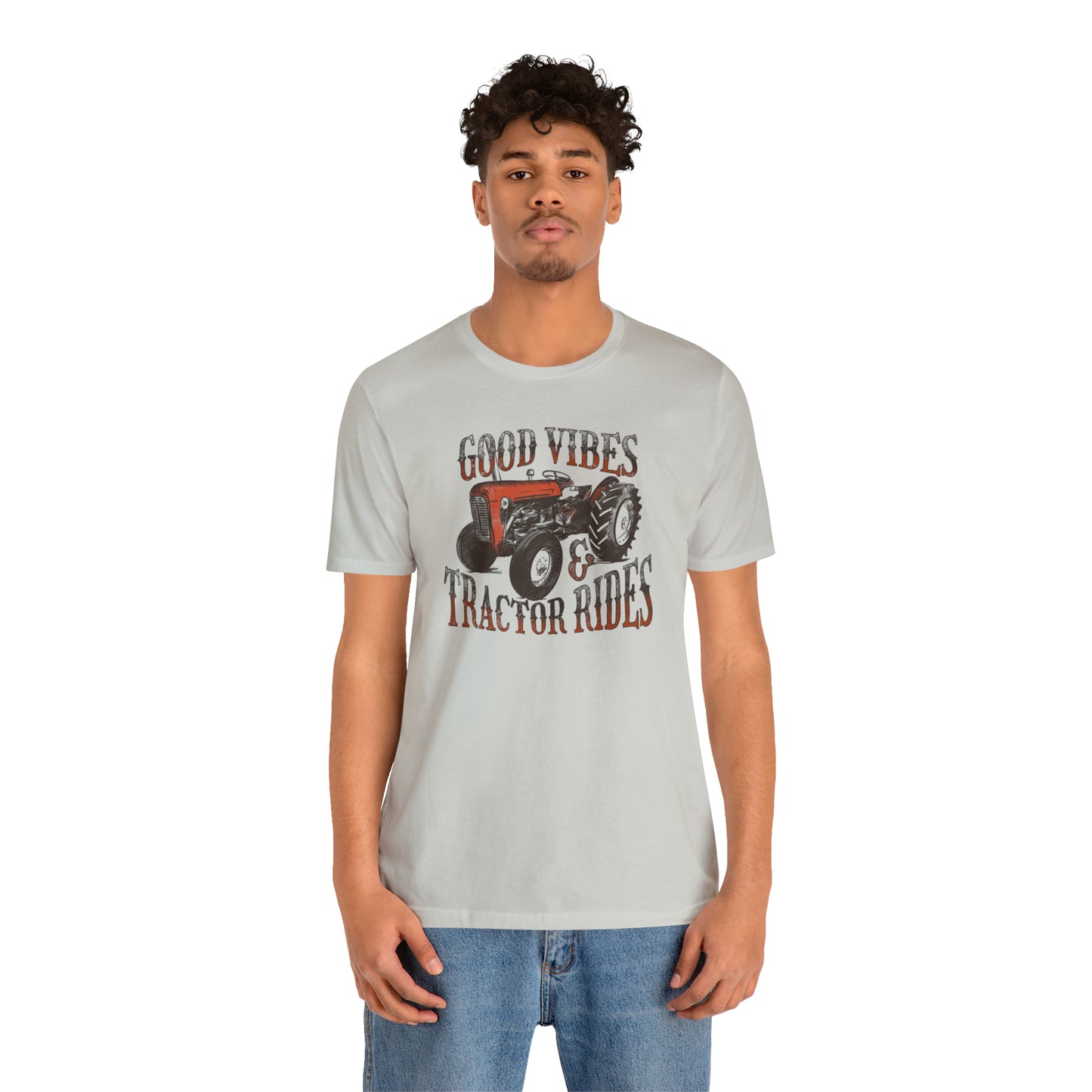 Vintage Good Vibes and Tractors Unisex Jersey Short Sleeve Tee