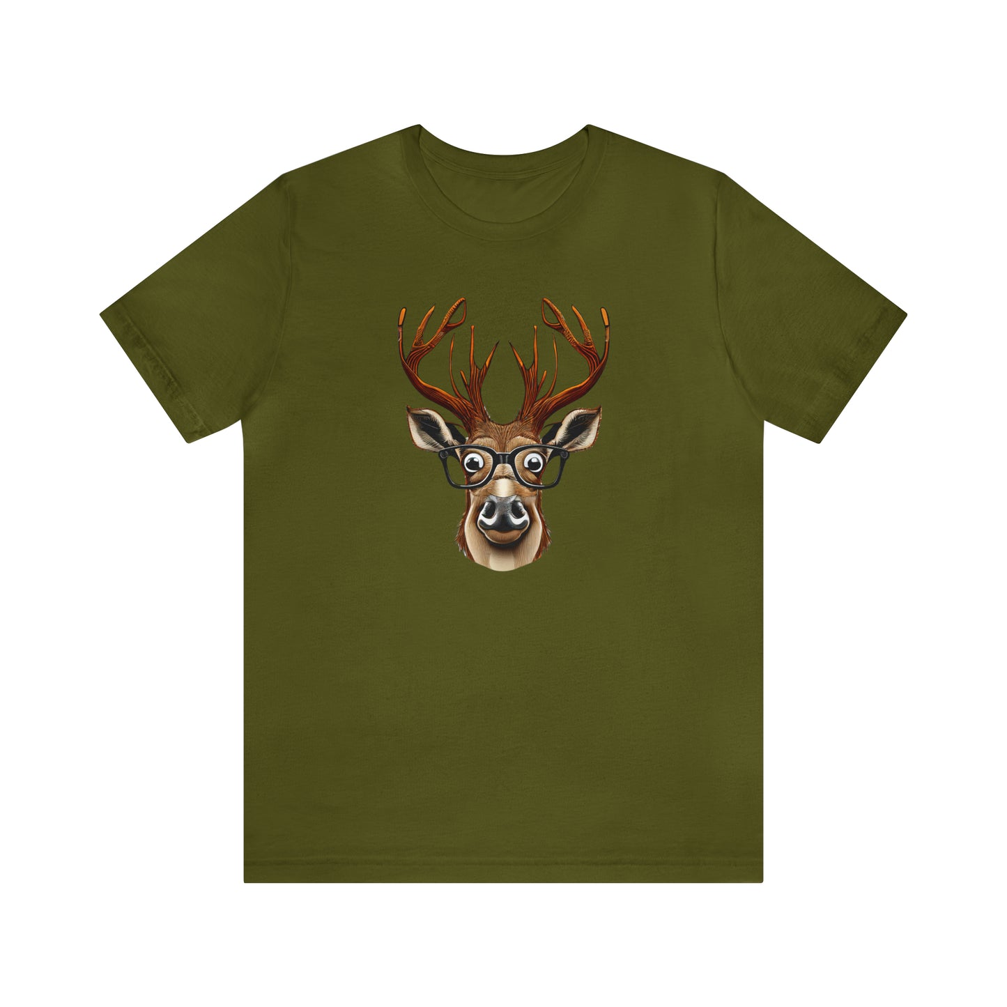 Deer/ Reindeer with Glasses Country and Christmas Unisex Jersey Short Sleeve Tee