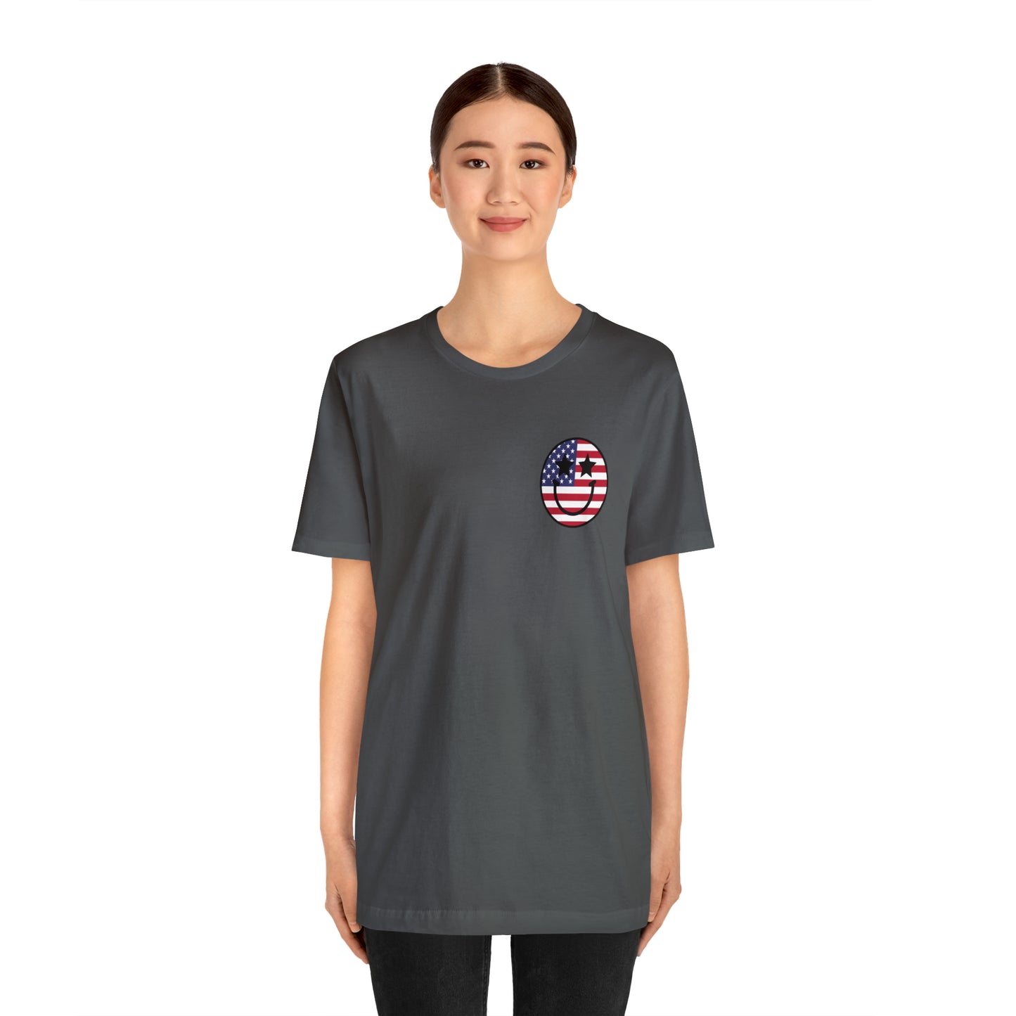 "Jesus Christ Stars and Stripes" (Front and Back Design) Unisex Jersey Short Sleeve Tee