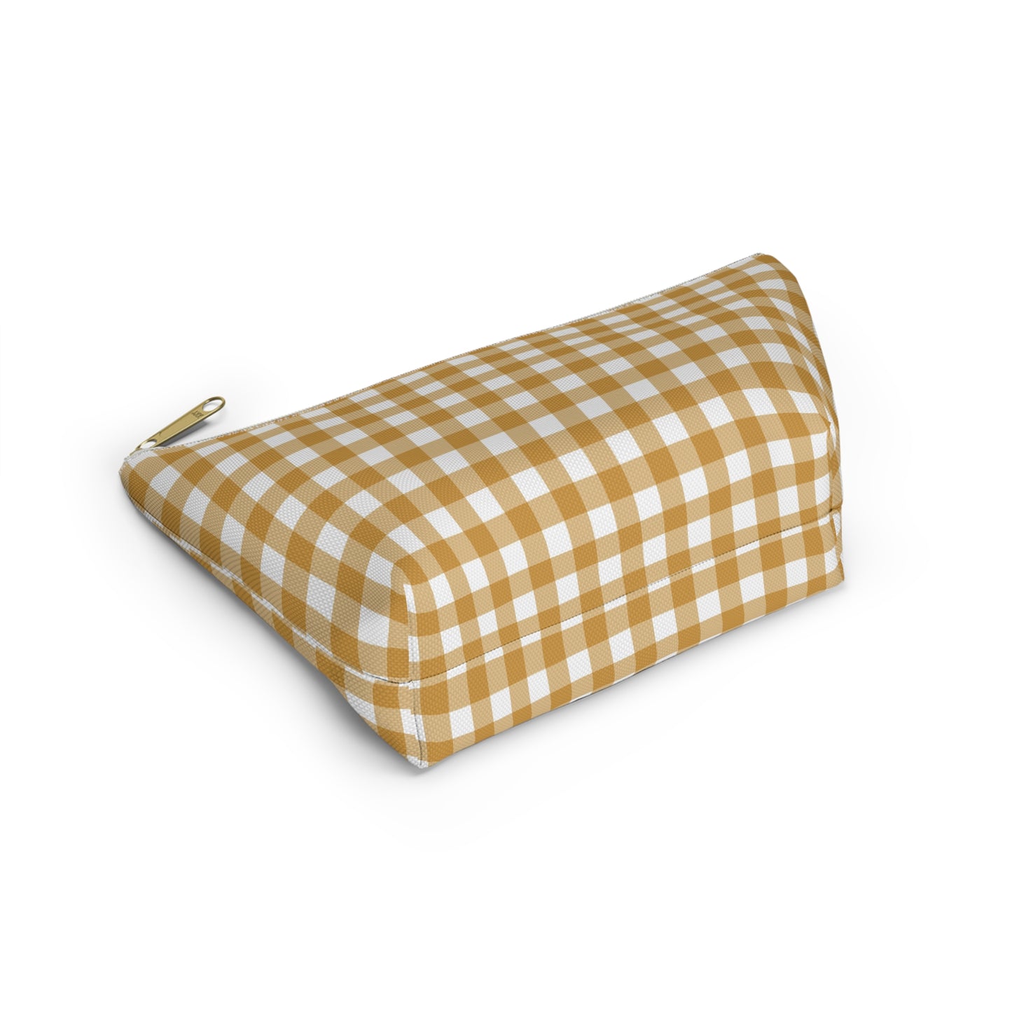 Mustard Gingham Print Design  Accessory Pouch w T-bottom