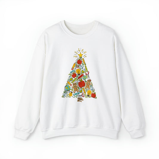 Teacher Supplies Christmas Tree Heavyweight Crewneck Sweatshirt
