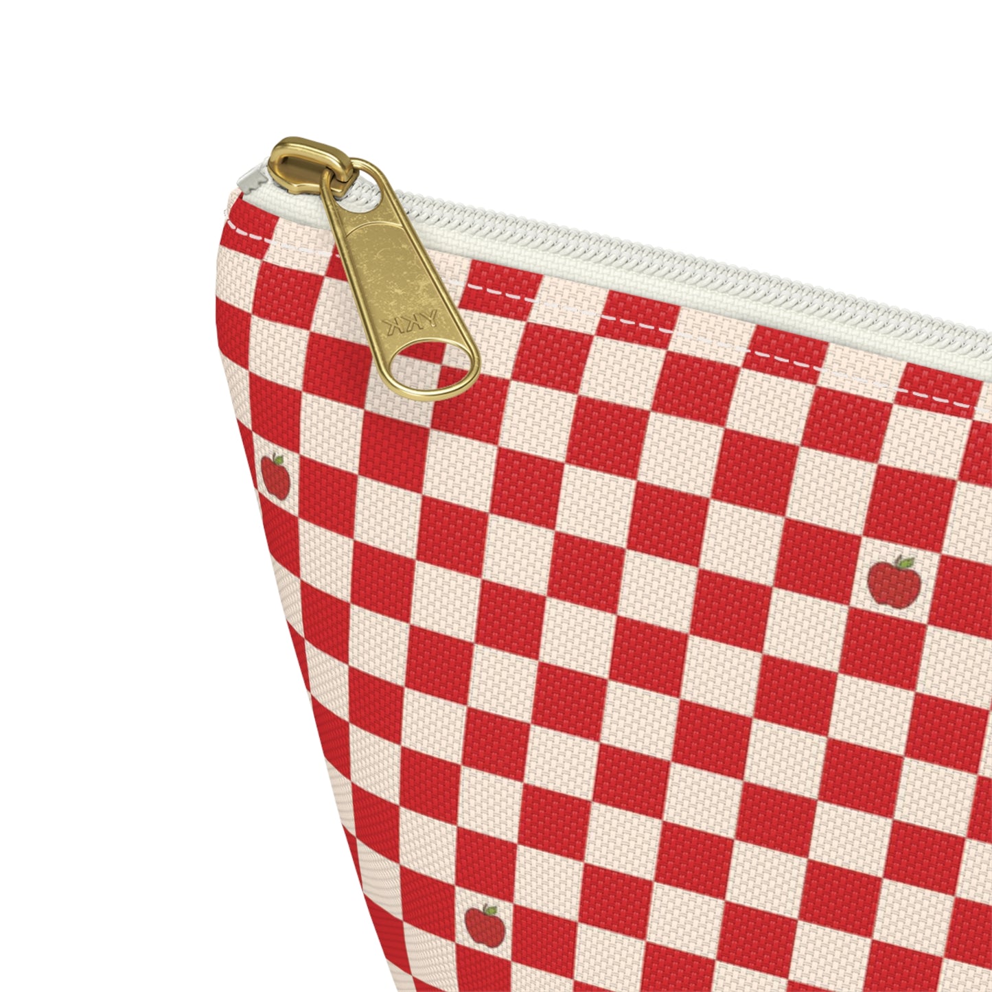 Rustic Apple Red Checkered Print Design Accessory Pouch w T-bottom