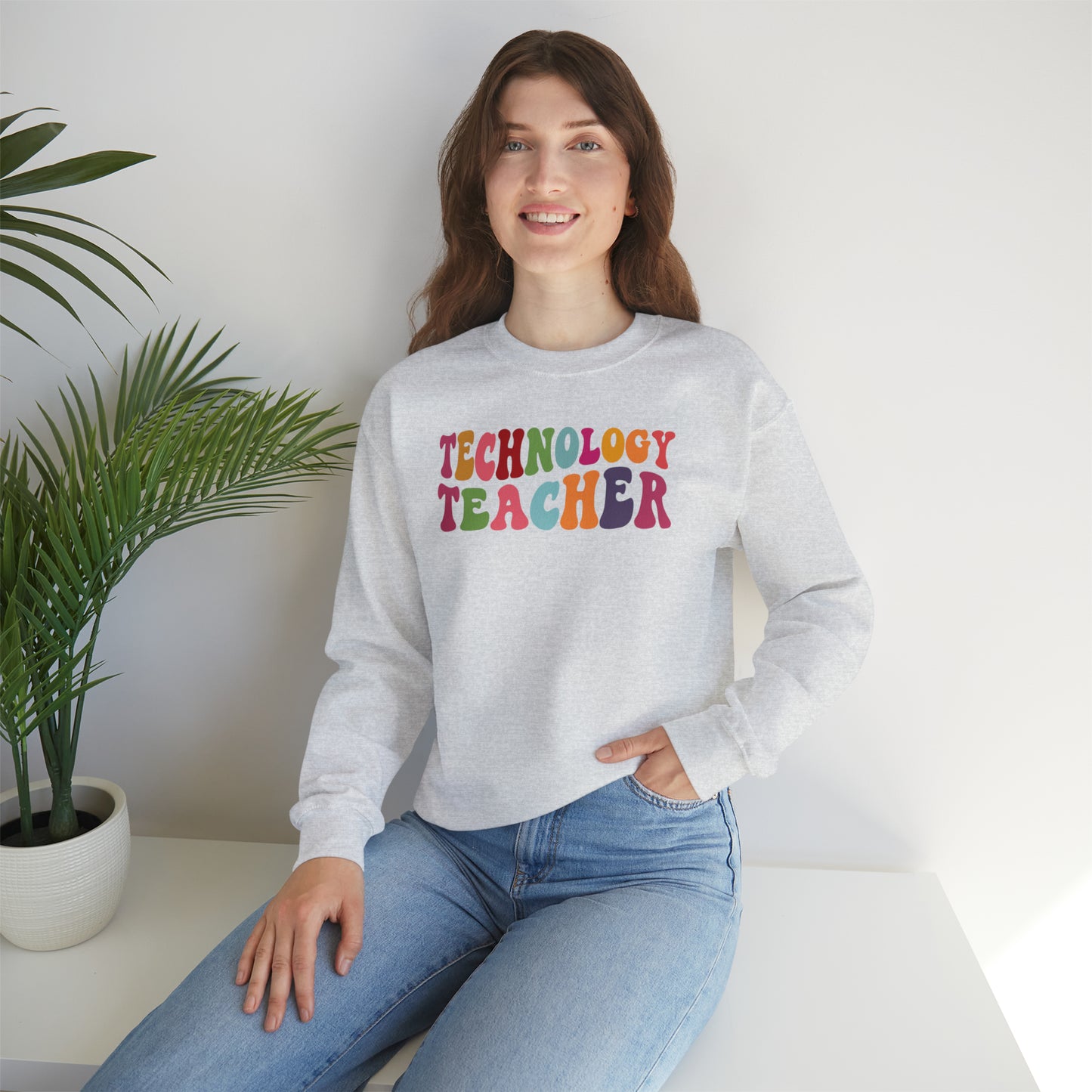 Multi-Colored Technology Teacher Lined Heavyweight Crewneck Sweatshirt