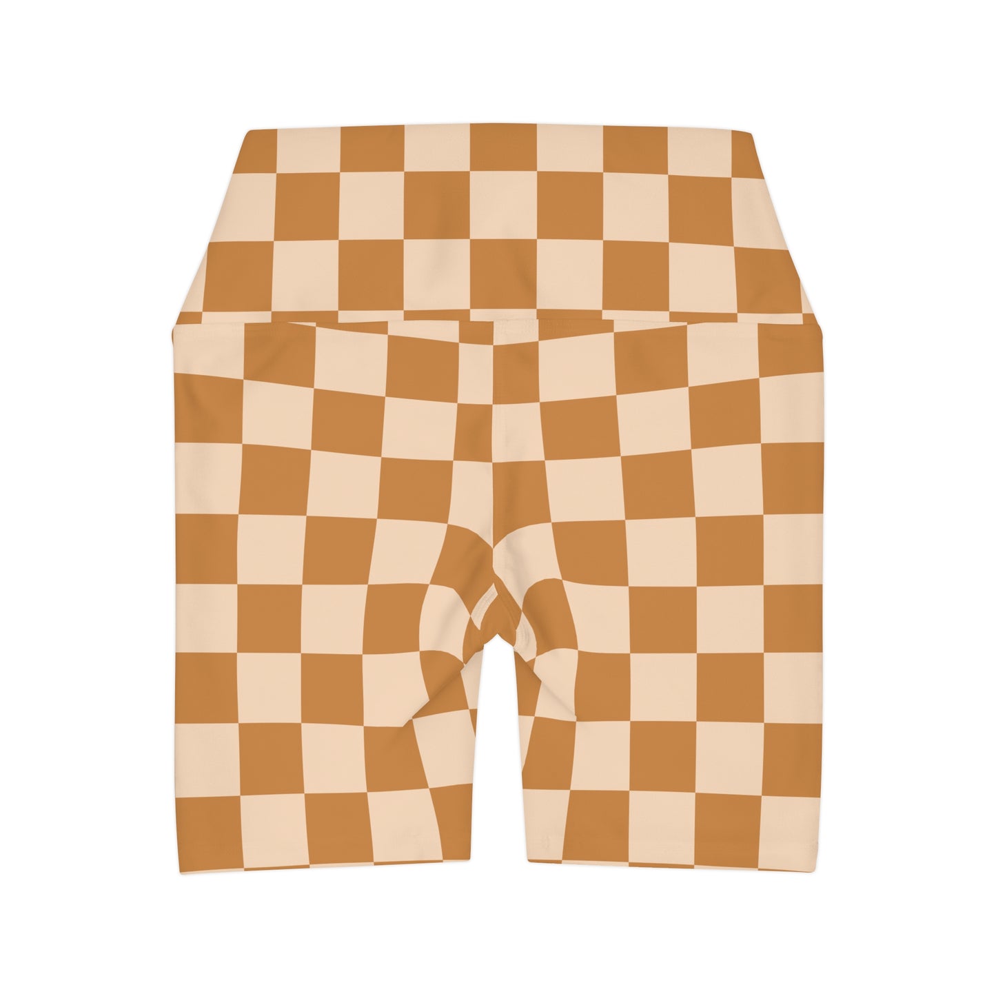 Retro Checkerboard Patterned Yoga Shorts