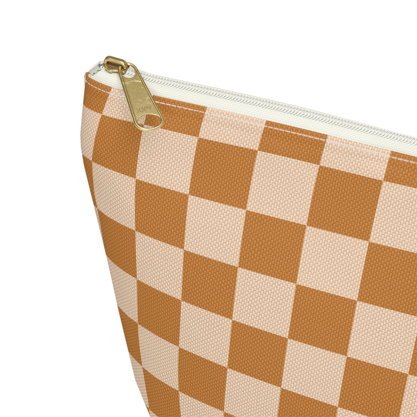 Rust Retro Checkered Print Design  Accessory Pouch w T-bottom