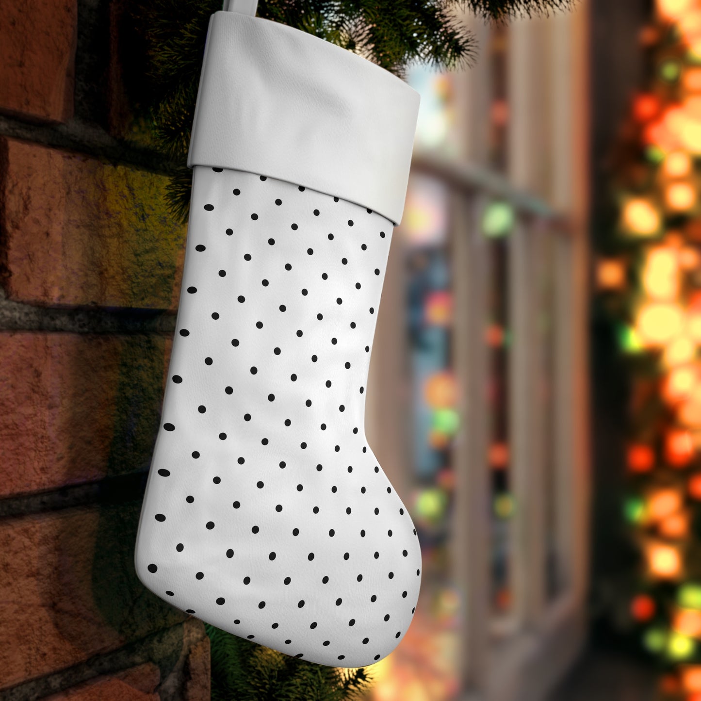 Black Polka Dot Holiday Stocking