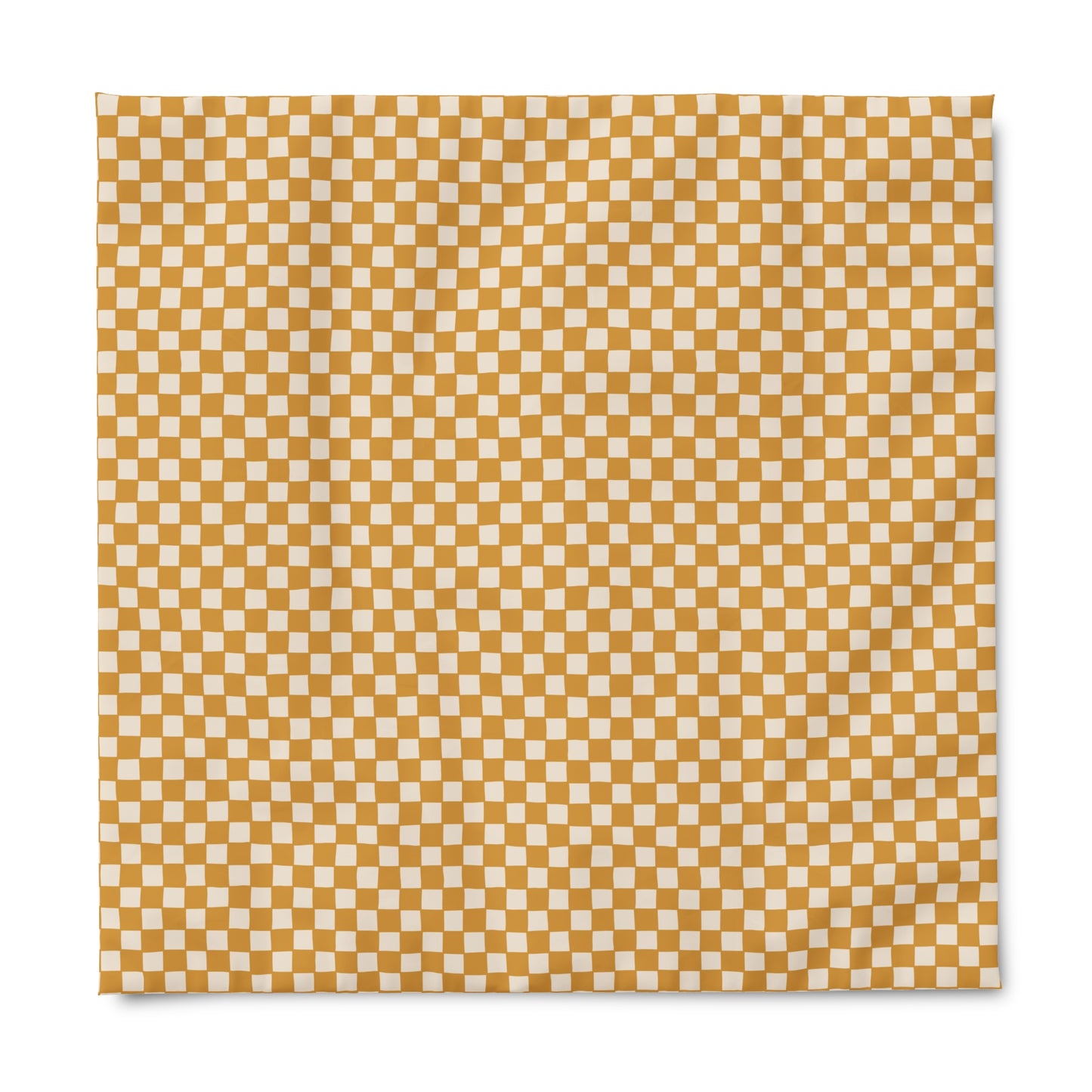 Boho Gold and Cream Checkerboard Duvet Cover