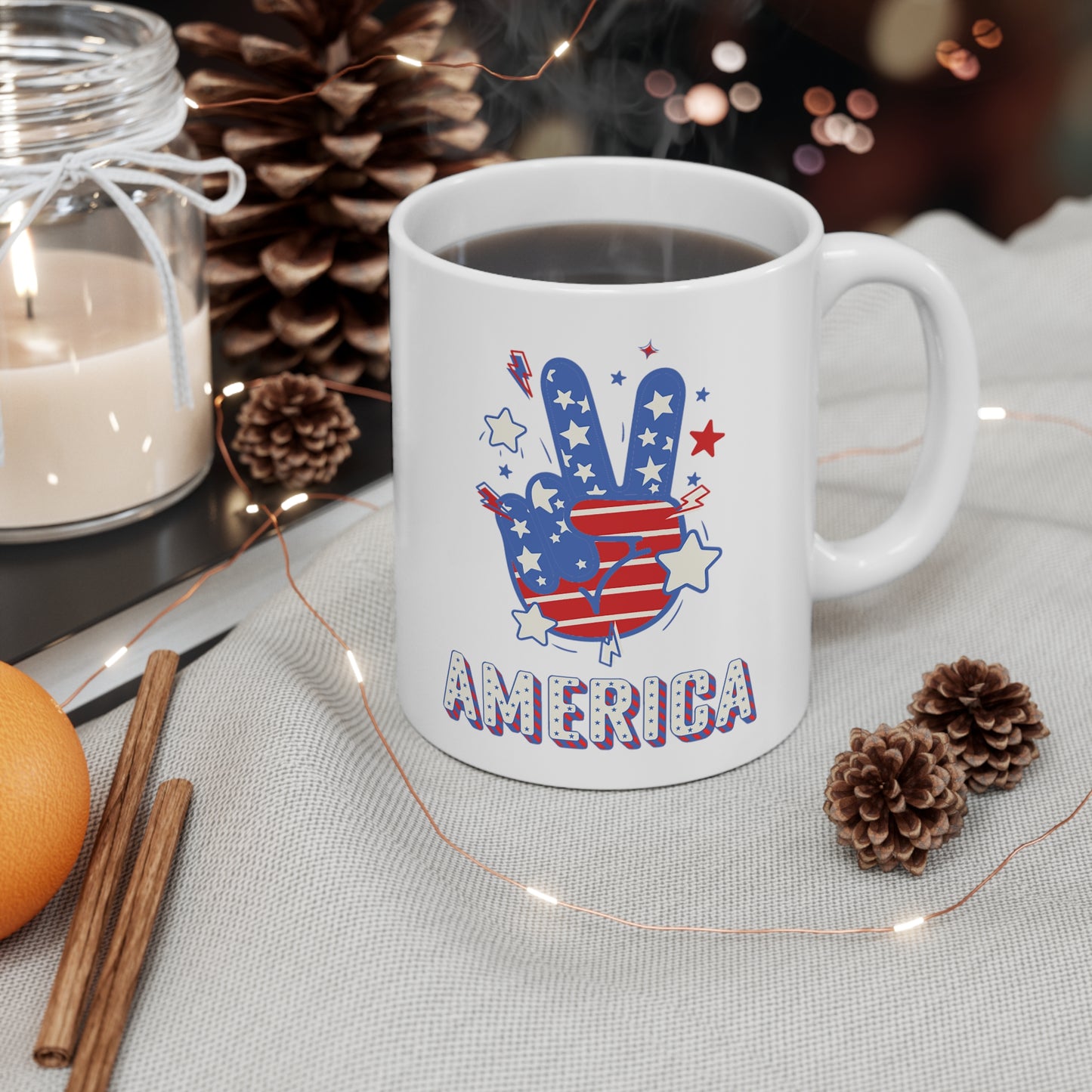 USA/ United States Peace Sign America Ceramic Mug 11oz