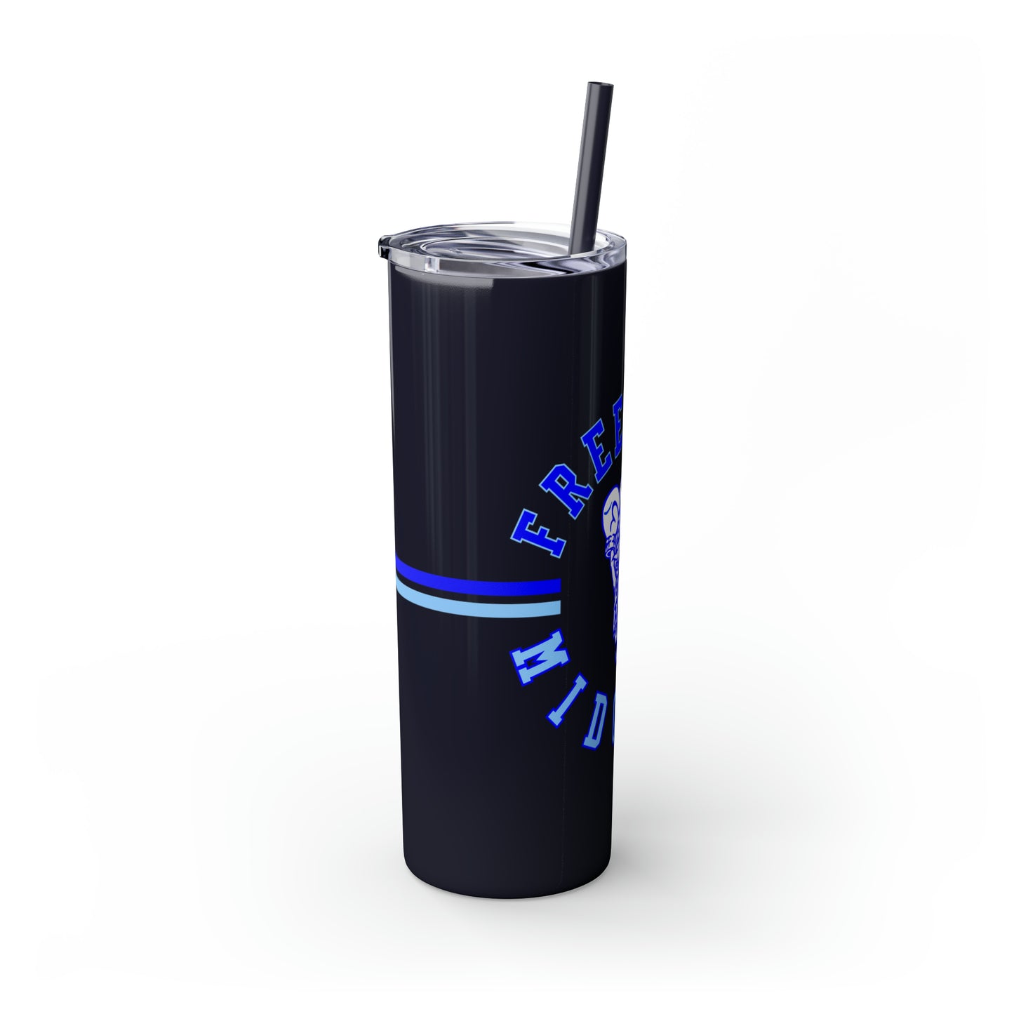 Freeburg Midgets Multi-Striped Circle Logo Skinny Tumbler with Pick your Color Straw, 20oz