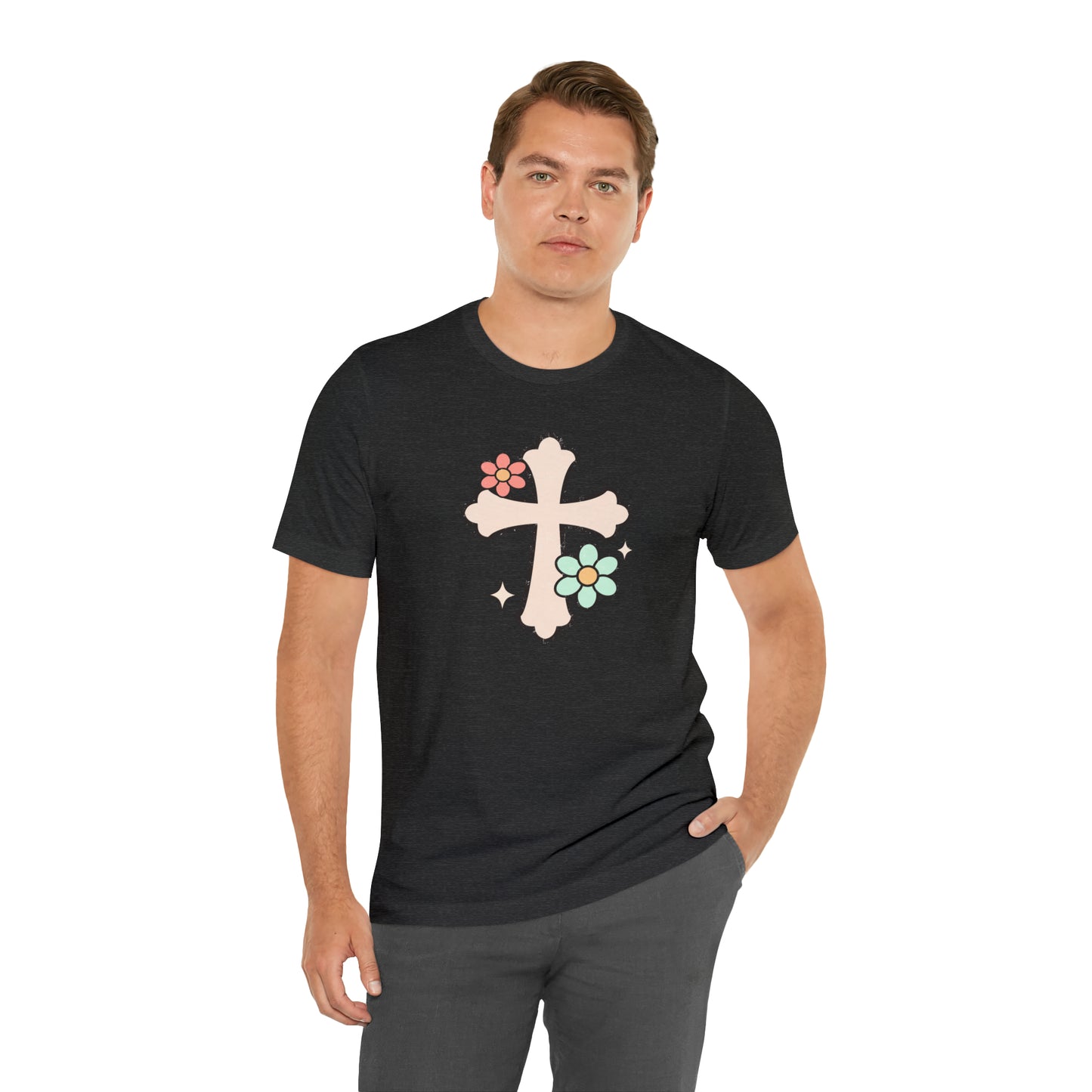 Vintage Floral Boho Cross T-Shirt