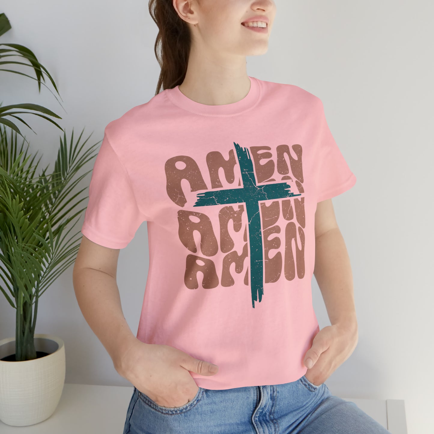 Amen Amen Amen with Cross Boho Color T-Shirt