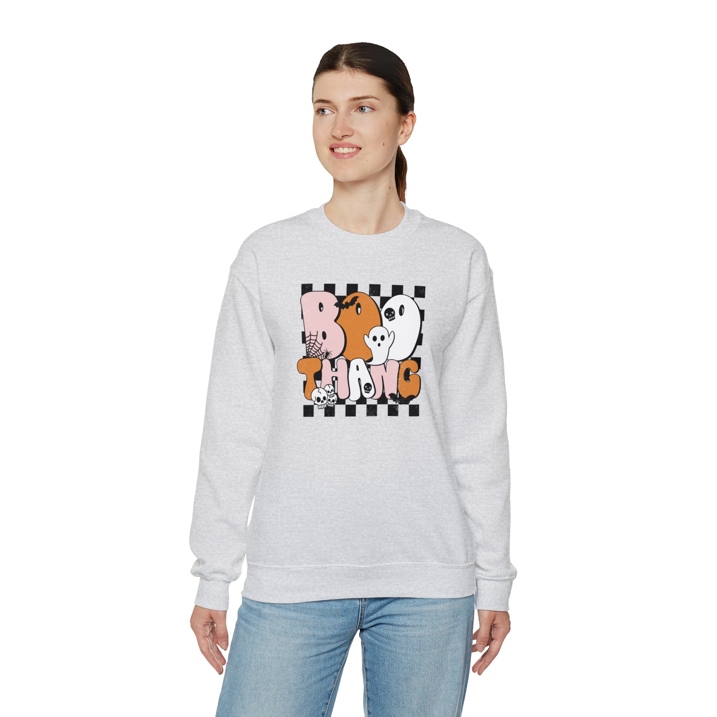 Boo Thang Fall Halloween Retro Warm Colored  Unisex Heavy Blend™ Crewneck Sweatshirt