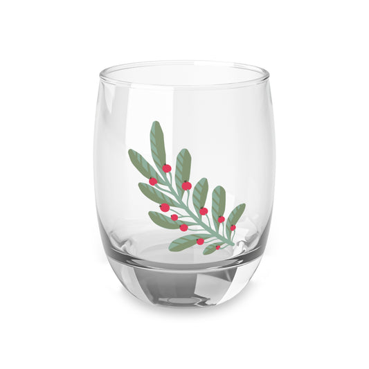 Holly and Berry Branch Whiskey Glass