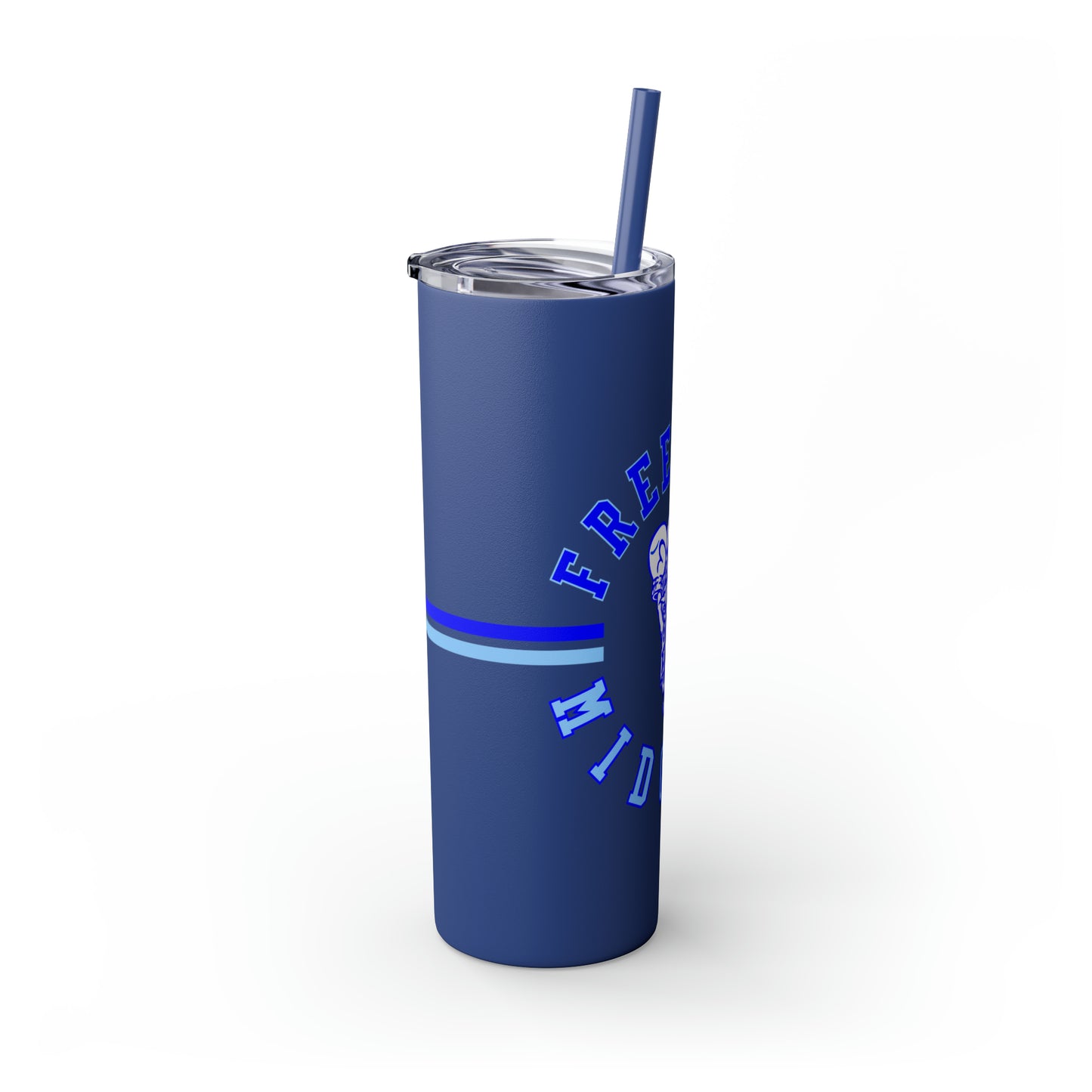 Freeburg Midgets Multi-Striped Circle Logo Skinny Tumbler with Pick your Color Straw, 20oz