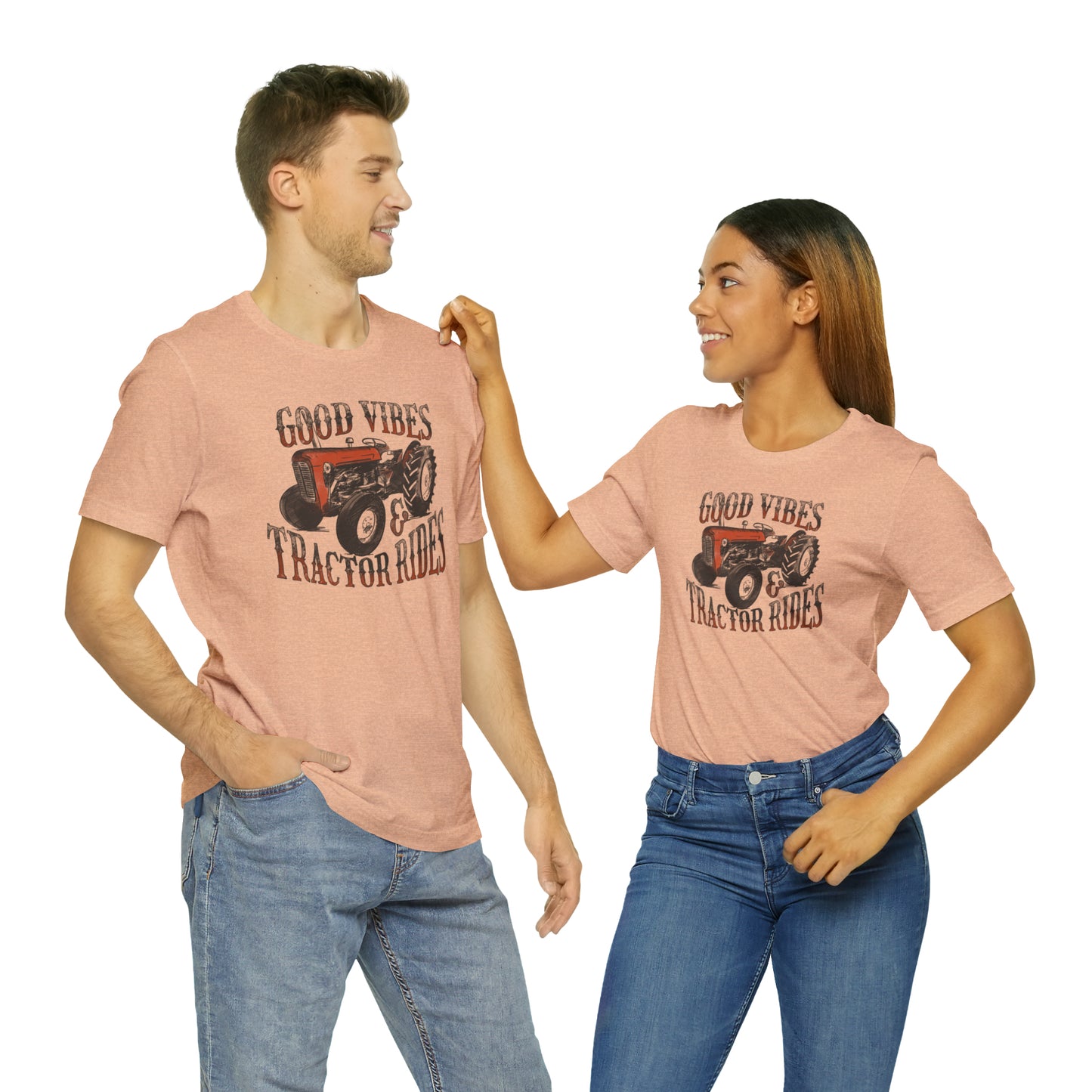 Vintage Good Vibes and Tractors Unisex Jersey Short Sleeve Tee