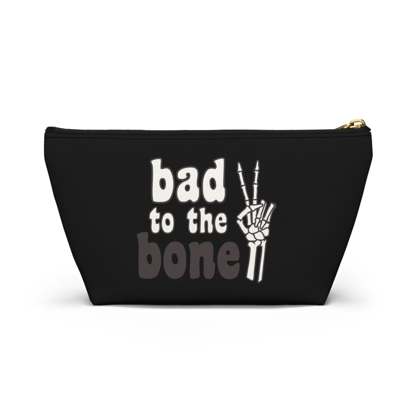 Bad to the Bone Skeleton Hand Peace Sign Accessory Pouch w T-bottom