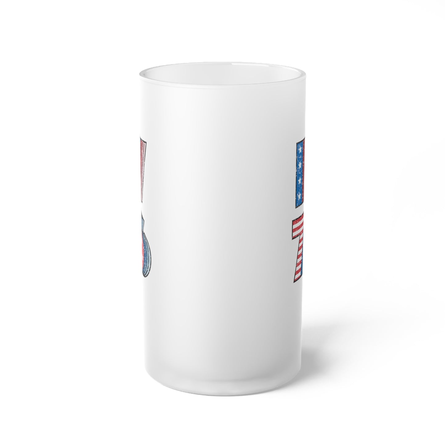 1776 United States / USA/ 4th of July Frosted Glass Beer Mug