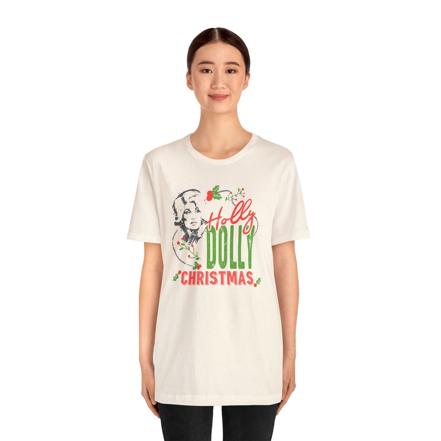 Holly Dolly Christmas Bella Jersey Short Sleeve Tee (Unisex)