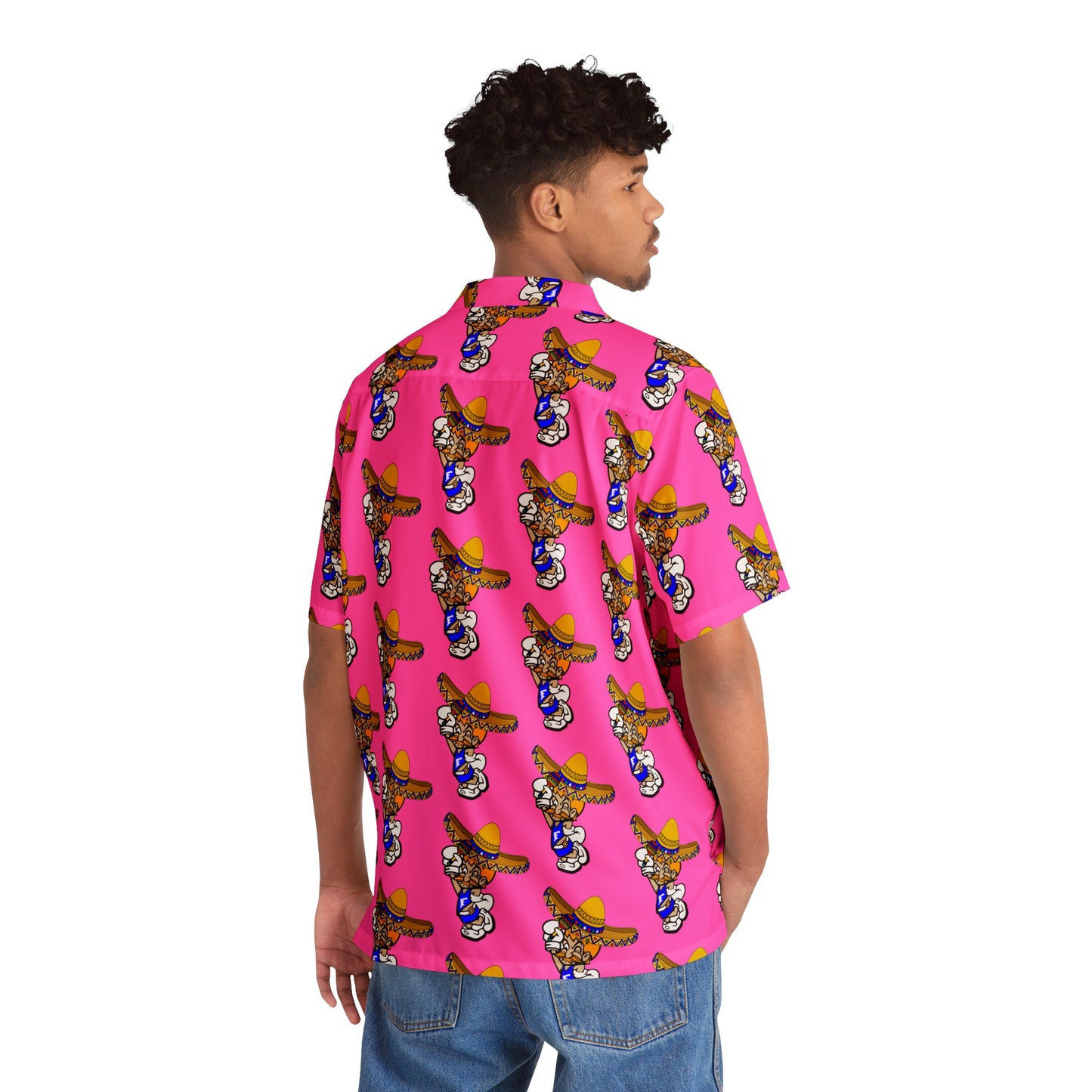 Freeburg Sombrero Midget Men's Hawaiian Shirt - Neon Pink