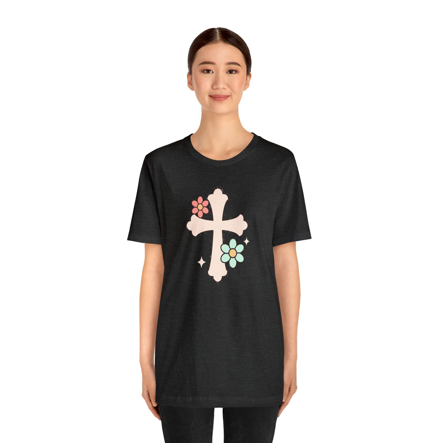 Vintage Floral Boho Cross T-Shirt