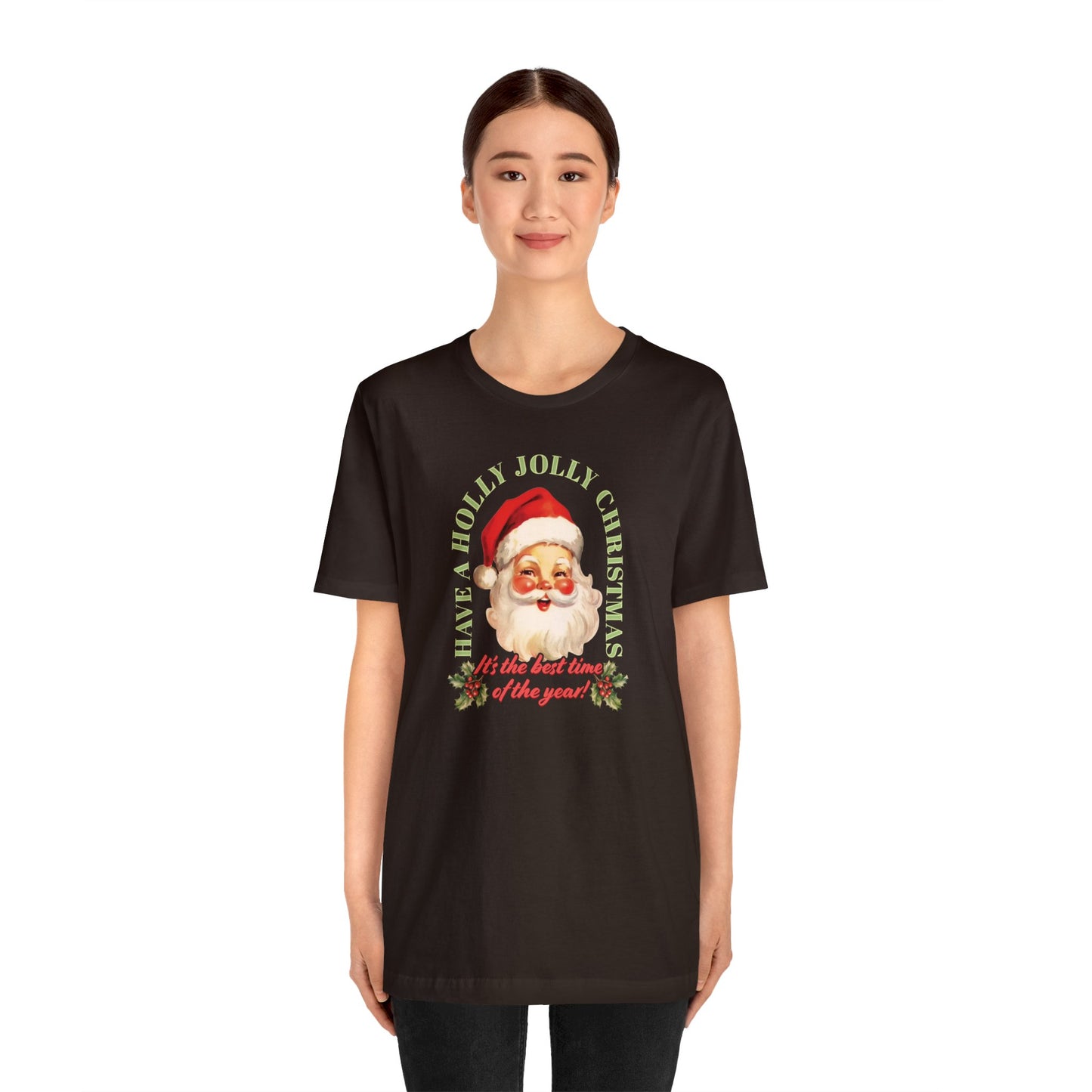 Have a Holly Jolly Christmas Arched Classic Santa Bella Jersey Short Sleeve Tee (Unisex)