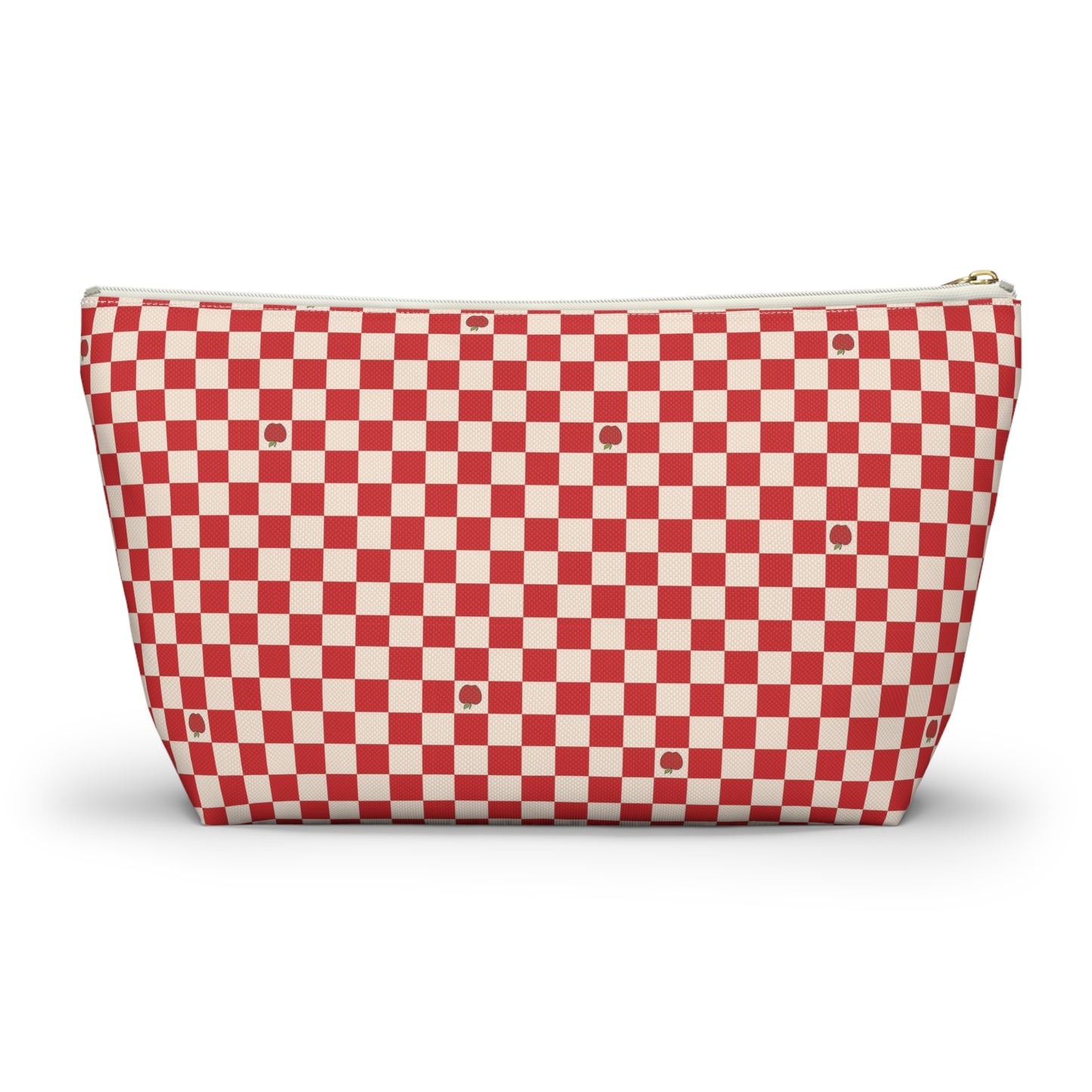 Rustic Apple Red Checkered Print Design Accessory Pouch w T-bottom