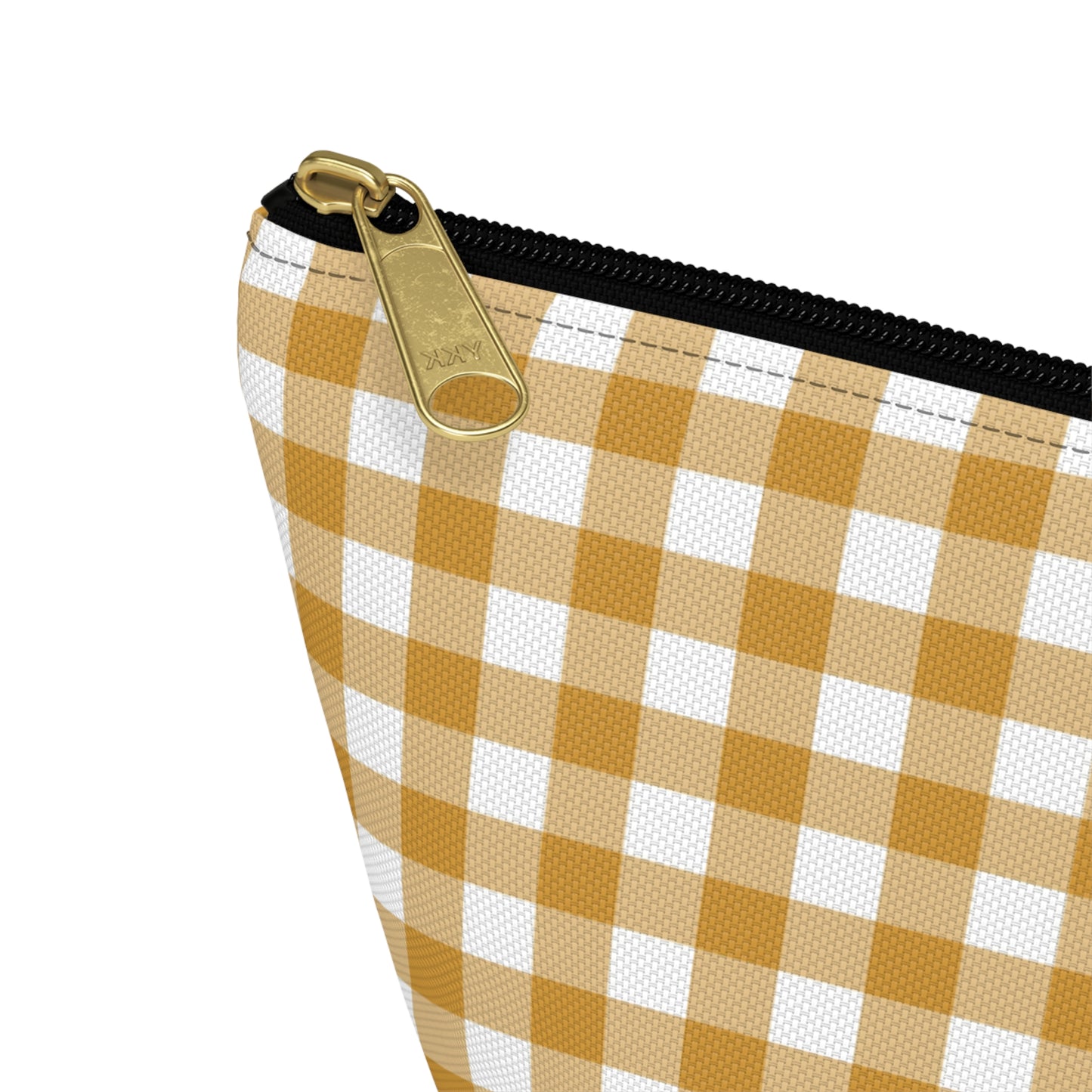 Mustard Gingham Print Design  Accessory Pouch w T-bottom