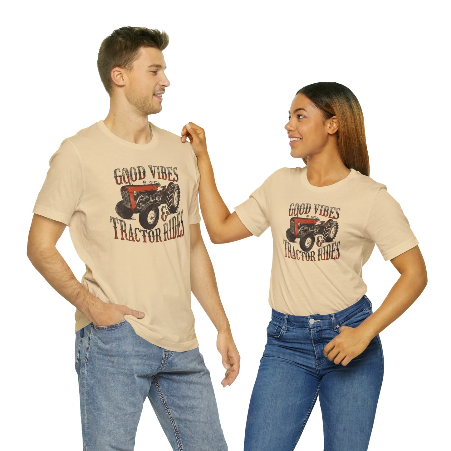 Vintage Good Vibes and Tractors Unisex Jersey Short Sleeve Tee